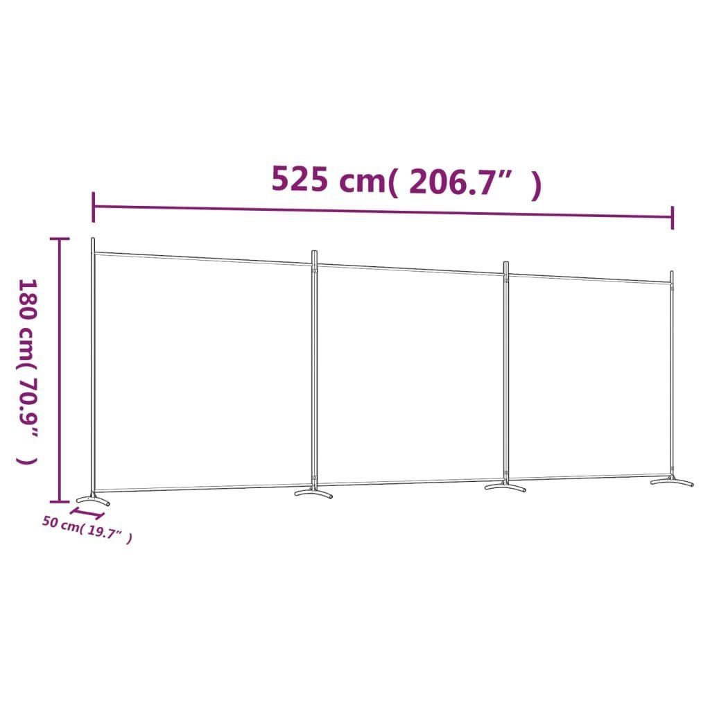 furnicato Raumteiler 3-tlg. Paravent Weiß 525x180 cm Stoff