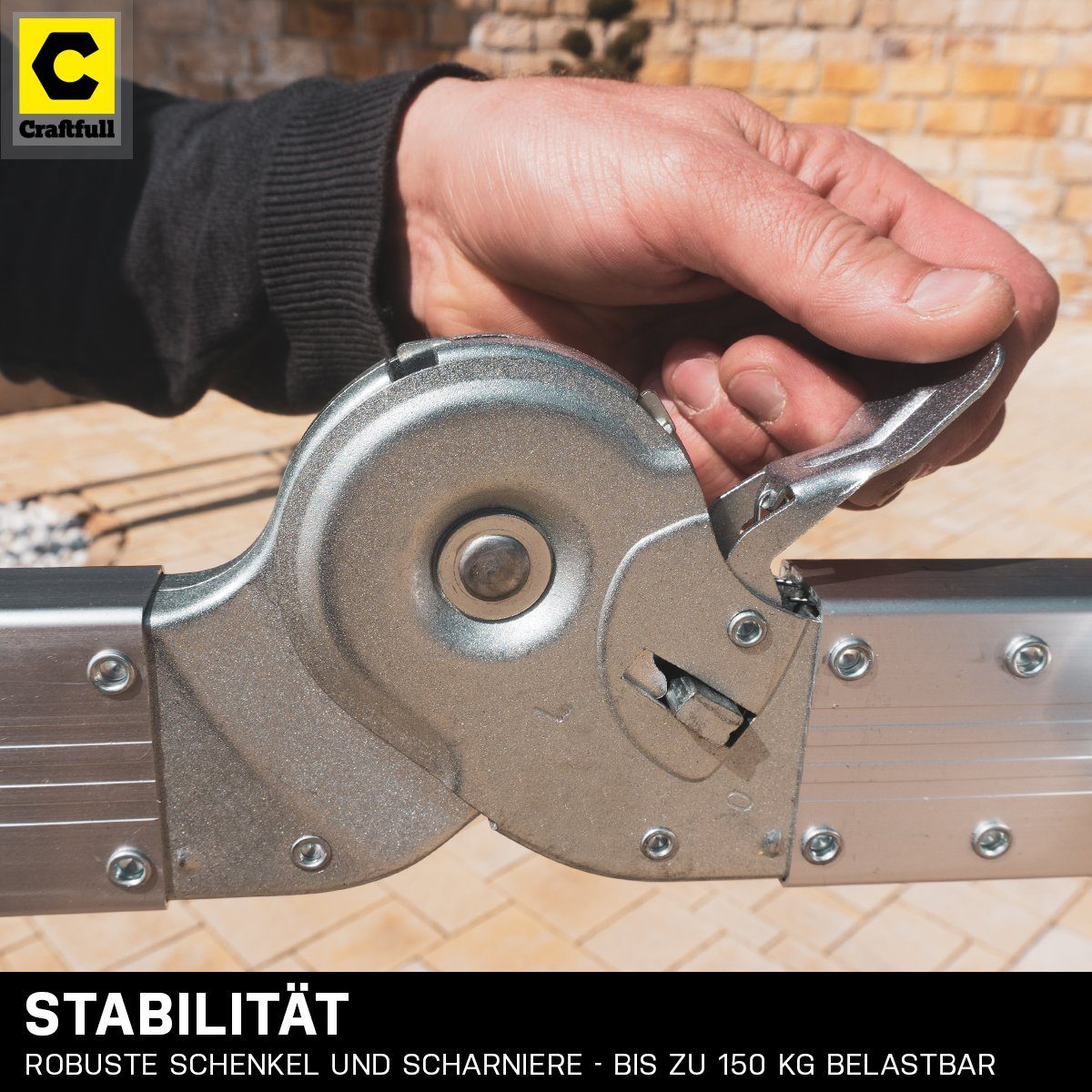 Craftfull Vielzweckleiter 6in1 Leiter CF-104A inkl. 3 Jahre Garantie Mehrzweckleiter Aluminium (Sicherheits-Sperriegel - Alu Stehleiter bis 150 kg - Anlegeleiter - Arbeitsbühne - Multigerüst mit Rollen - Haushaltsleiter - Stufen Leiter - Arbeitsleite