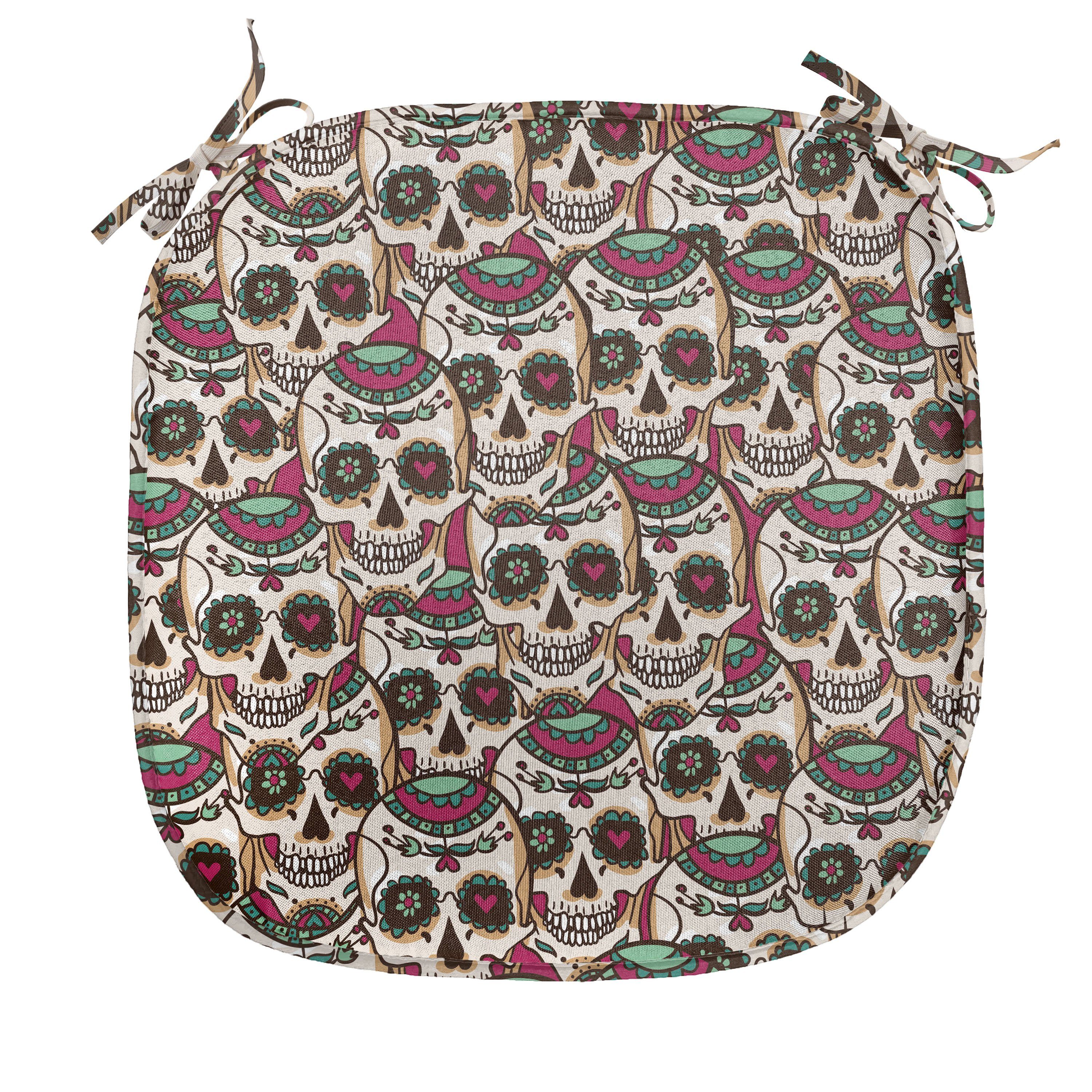 Abakuhaus Stuhlkissen Dekoratives wasserfestes Kissen mit Riemen für Küchensitze, Bunt Paisley-Blumenmuster