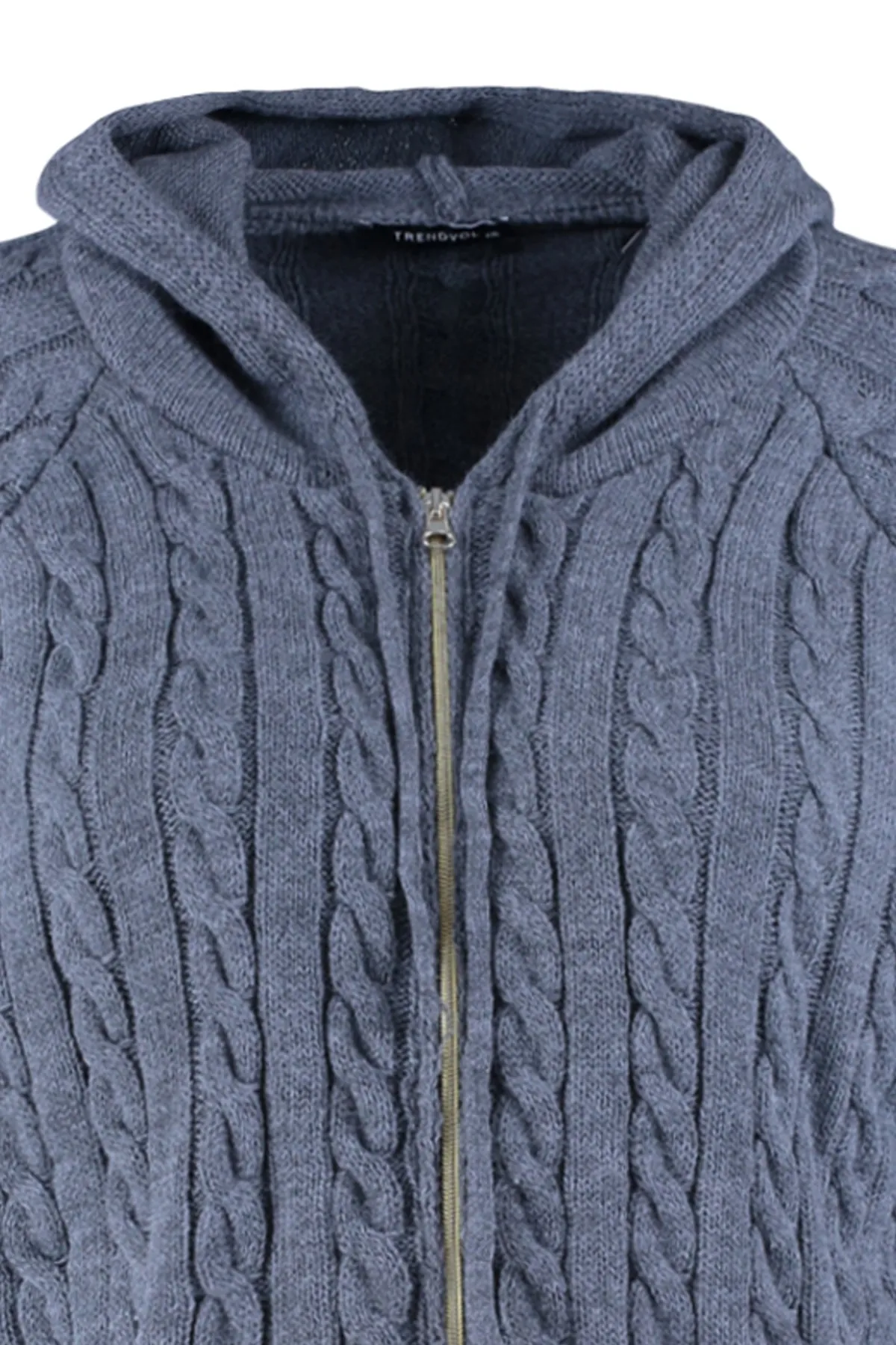 Trendyol Curve  Anthrazitfarbener Strick-Cardigan mit Kapuze und Reißverschluss TBBAW23AV00051