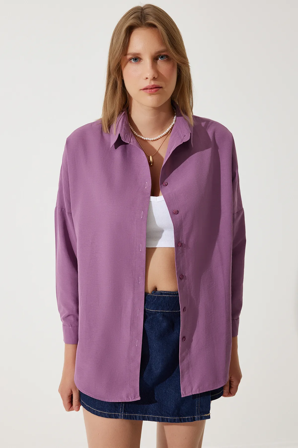 Happiness İstanbul  Hemd - Lila - Oversized