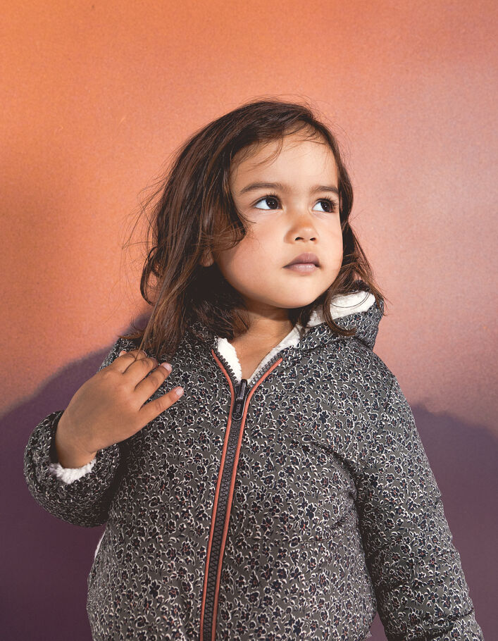 Doudoune réversible léopard floral ou Sherpa bébé fille