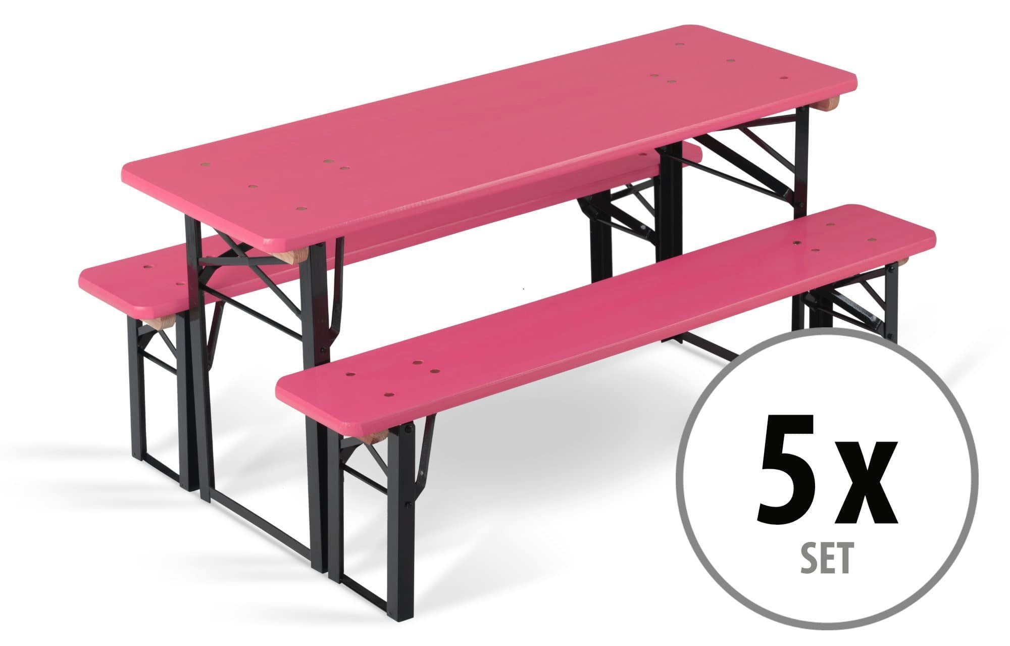 Stagecaptain Bierzeltgarnitur BBK-110 Hirschgarten Kinder-Festzeltgarnitur 110 cm, (10-tlg., 10 x Bank, 5 x Tisch), kleine Sitzgelegeneheit für Kinder, extra niedrig (Tischhöhe: 53 cm)