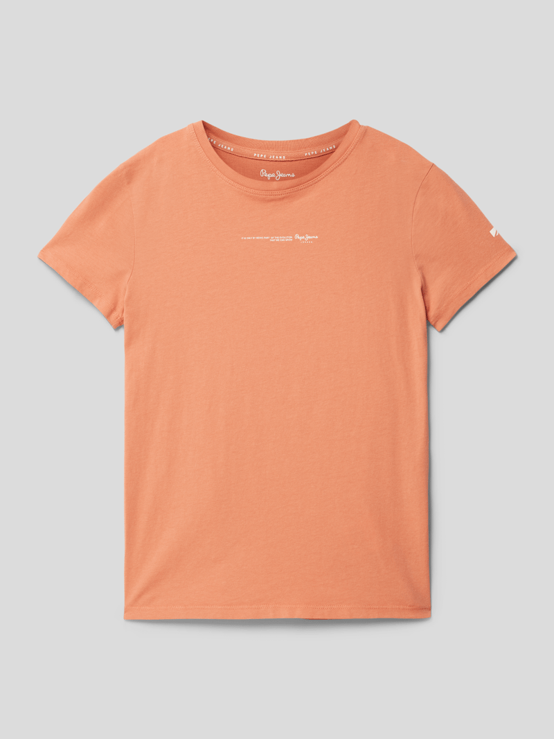T-Shirt mit Statement-Print Modell 'DAVIDE' in orange
