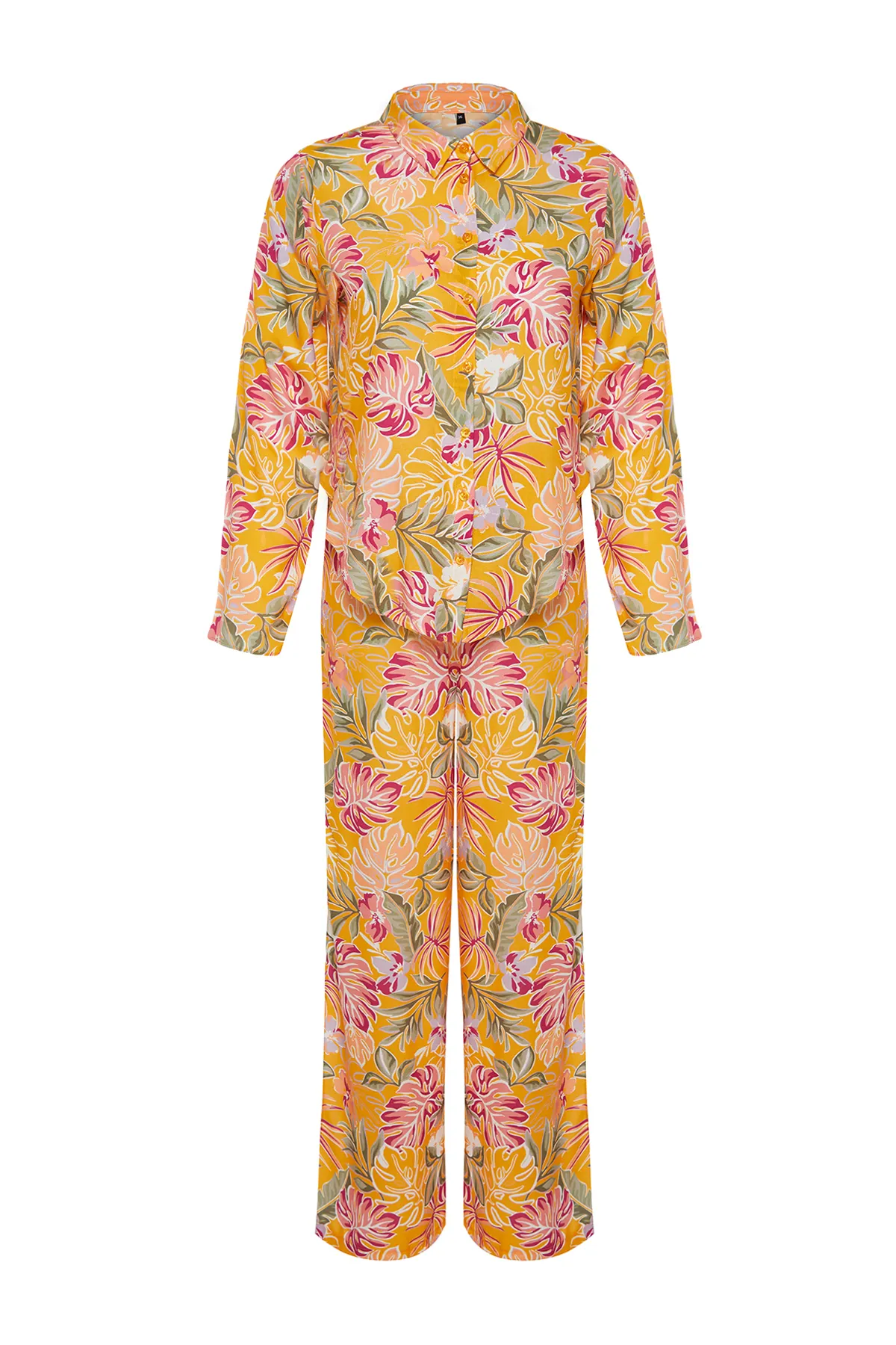 Trendyol Collection  Gewebtes Hemd-Hosen-Set mit Blumenmuster TBESS24AU00003