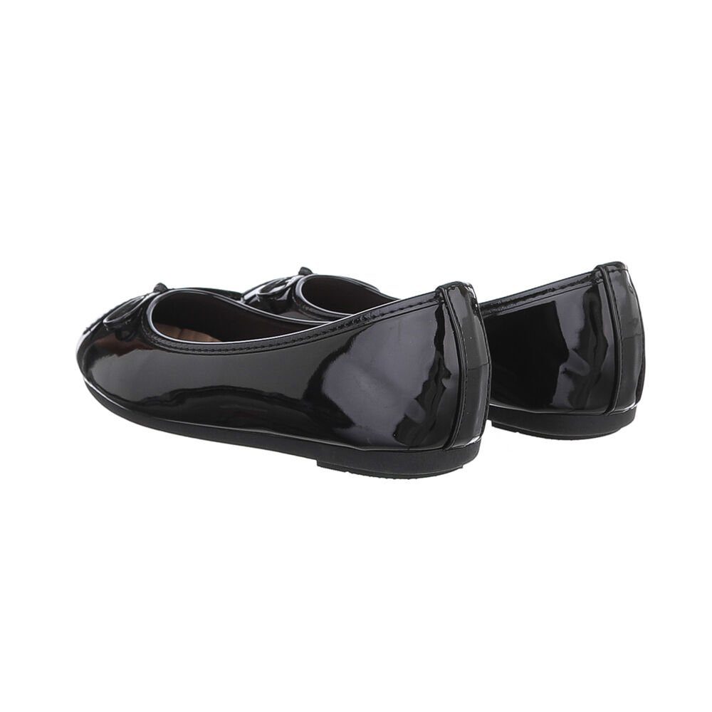 Ital-Design Damen Schlupfschuhe Freizeit Ballerina Blockabsatz Klassische Ballerinas in Schwarz