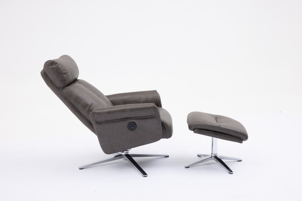 Happy Home Happy Home elektrisch verstellbarer Relaxsessel mit Hocker HWP51-GRA grau
