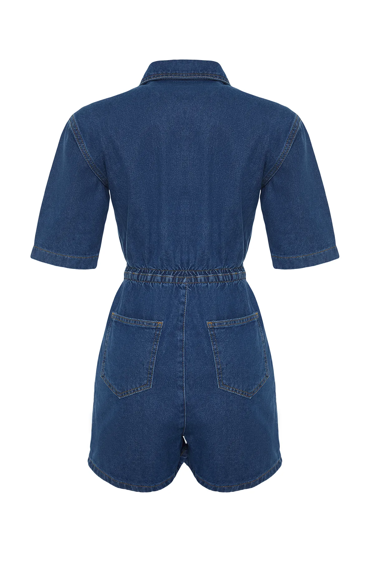 Trendyol Collection  Dunkelblauer Denim-Shorts-Overall mit elastischem Bund TWOSS24TU00017