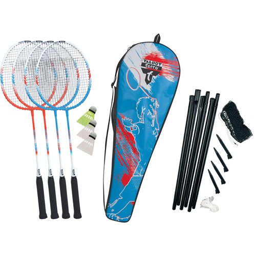 BADMINTONSET TALBOT TORRO PREMIUM BADMINTON-SET 4-FIGHTER, HOCHWERTIGES KOMPLETTSET MIT