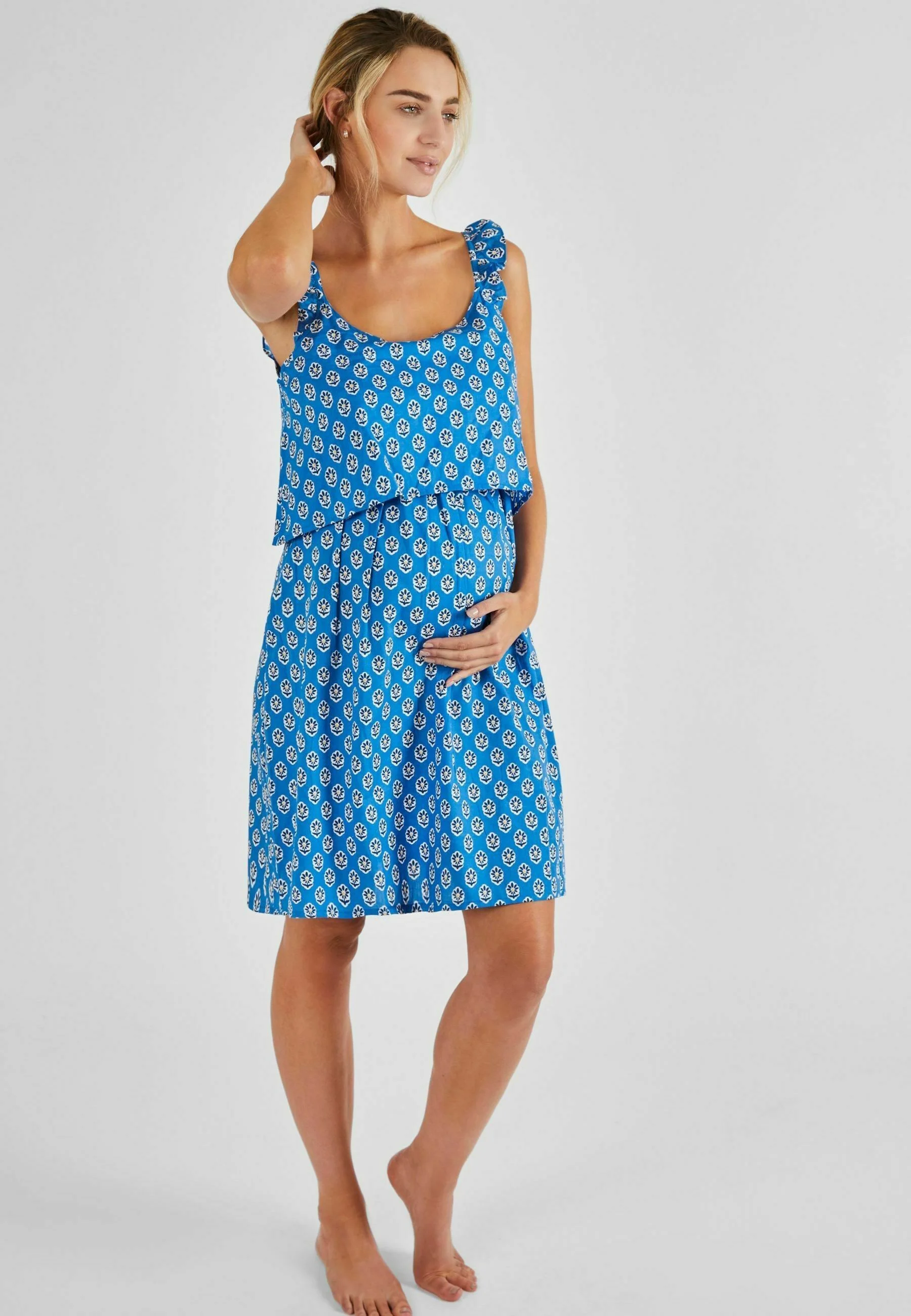 JoJo Maman Bébé BATIK FLUTTER SLEEVE MATERNITYNURSING - REGULAR FIT - Camisón