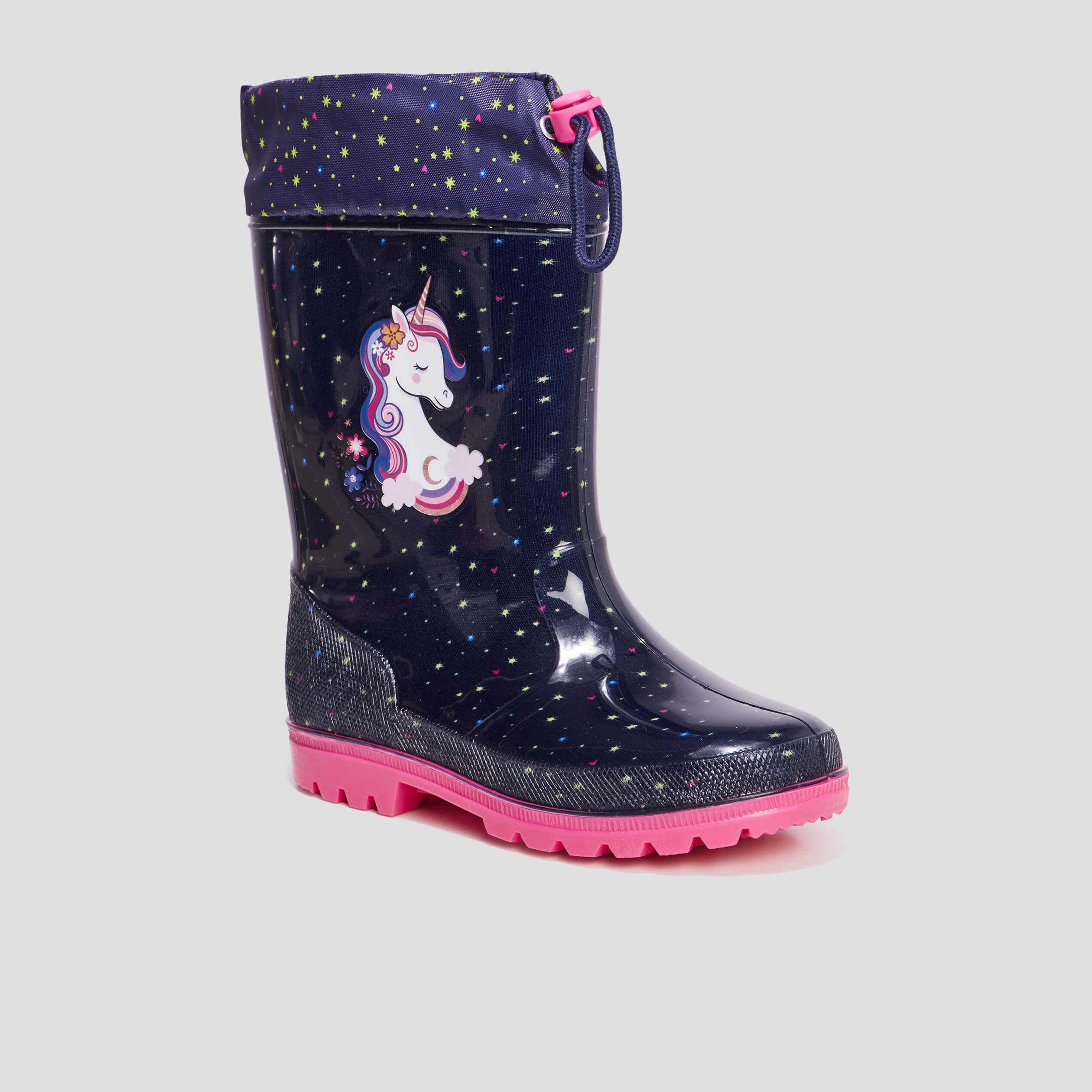 Bottes de pluie avec coulisse bleu marine fille | La Halle