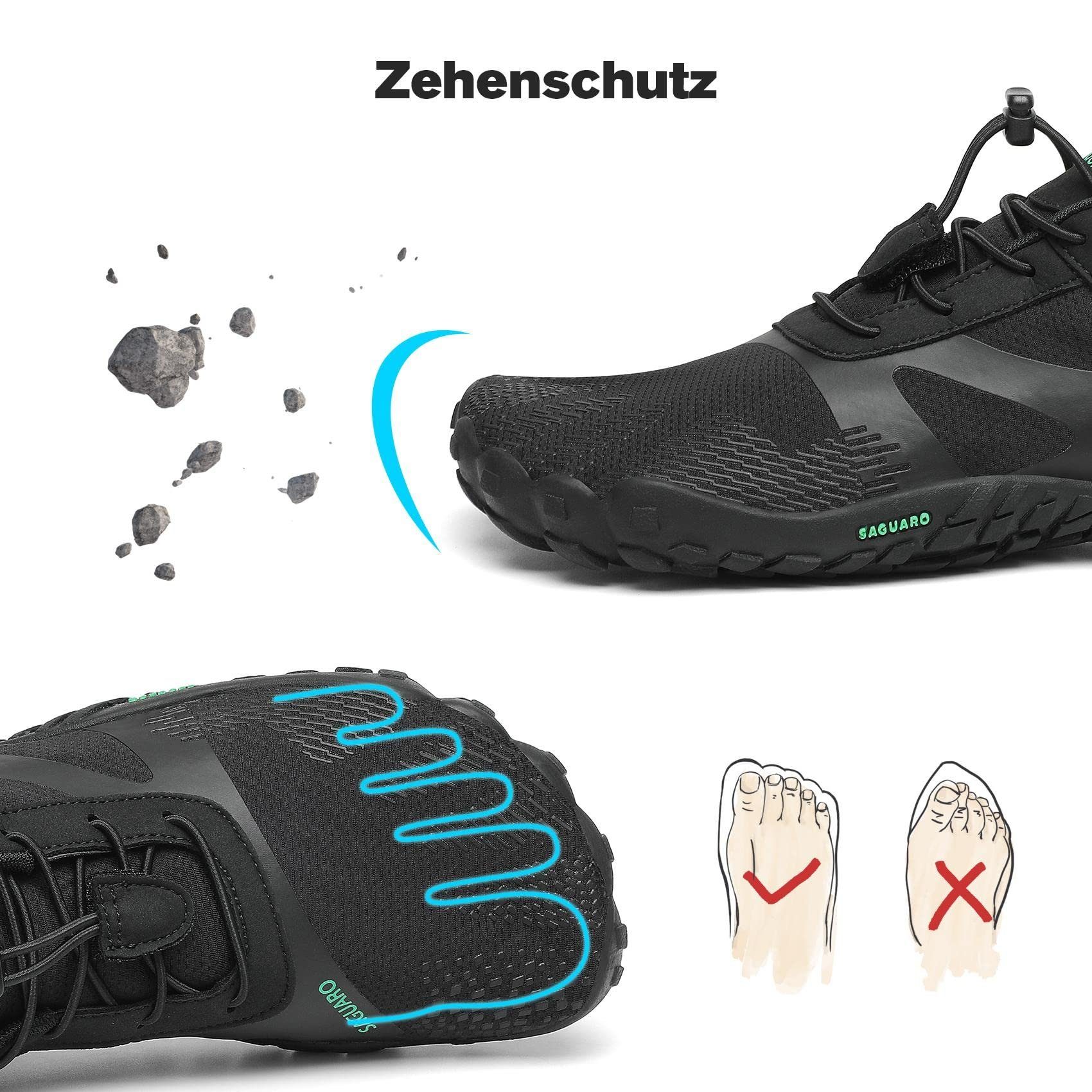 SAGUARO Barfußschuh (bequem, leicht, atmungsaktiv, rutschfest) Minimalschuhe Laufschuhe Sport-Schuhe Jogging Sneaker Trail-Running