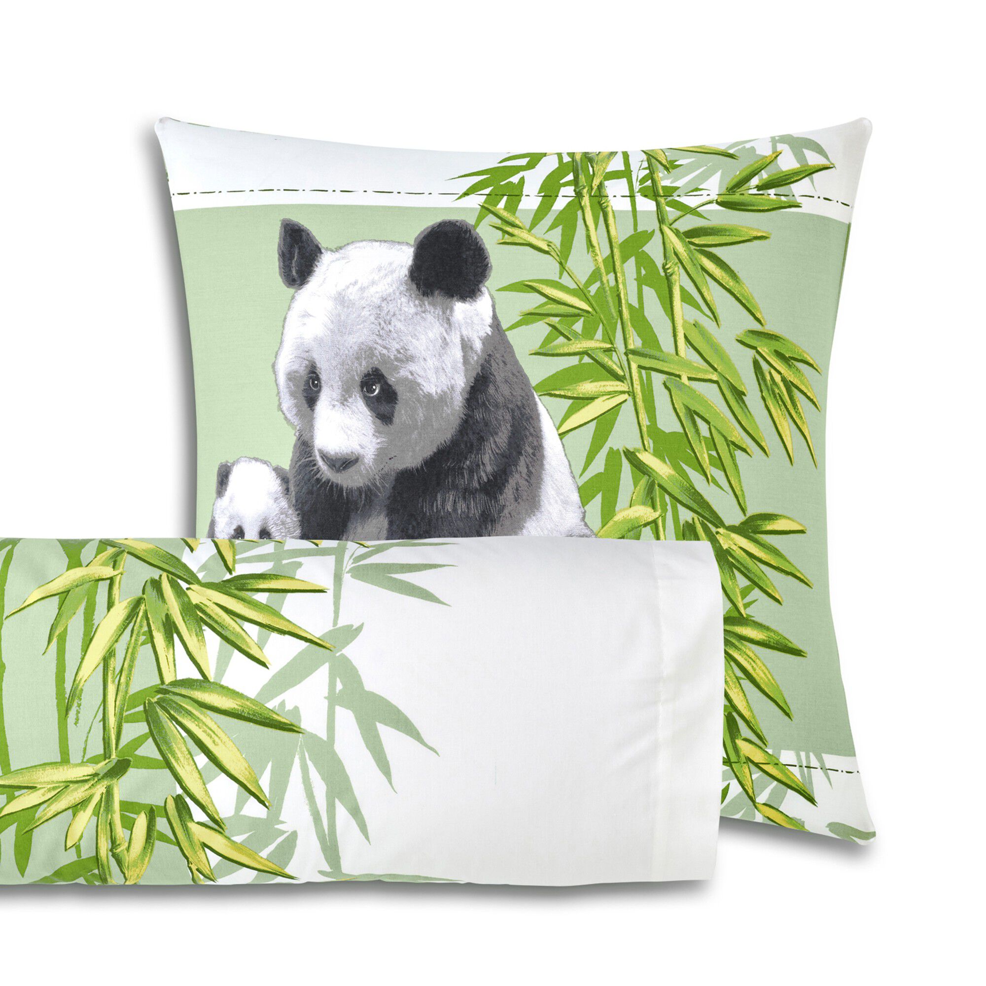 Linge de lit imprimé Pandas, polycoton