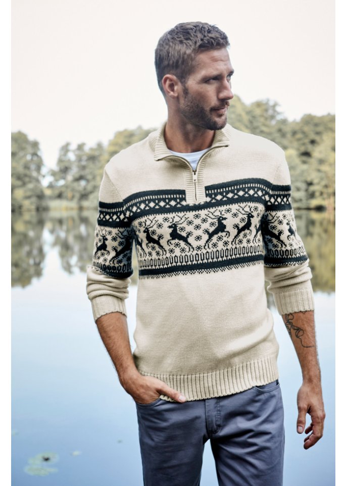 Norweger-Pullover mit Troyerkragen