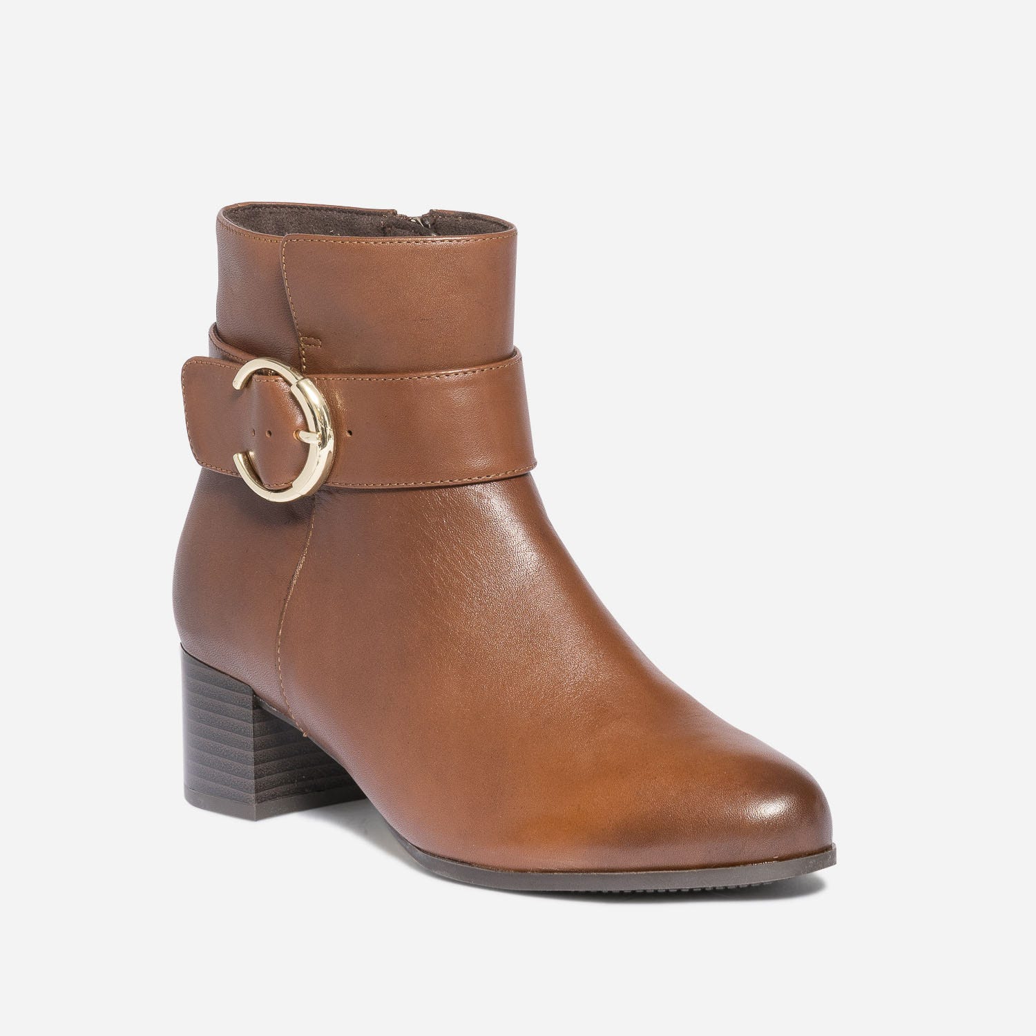 Boots CAPRICE cognac en cuir avec bride