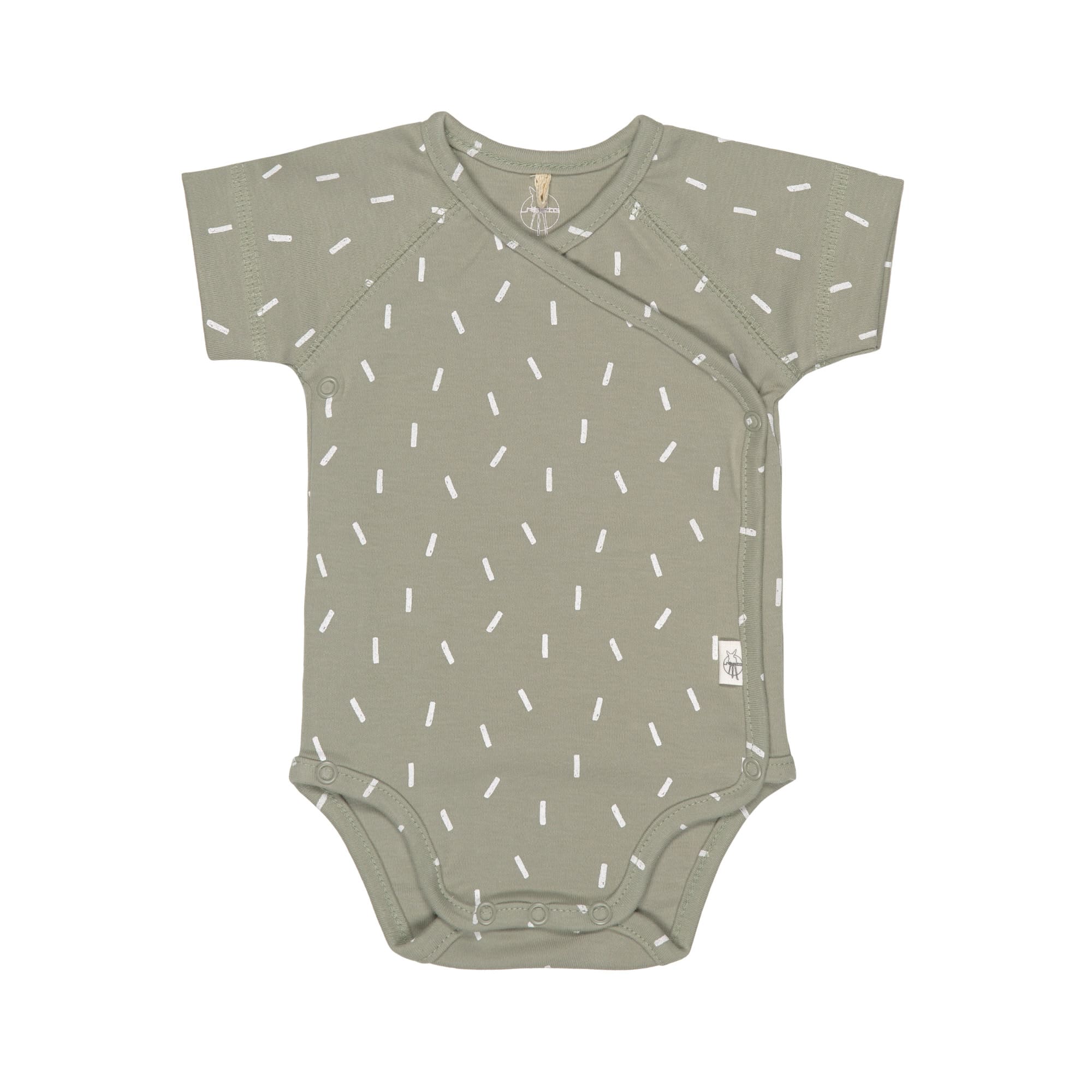 Baby Wickelbody kurzarm - Bio Baumwolle, Striche, Oliv