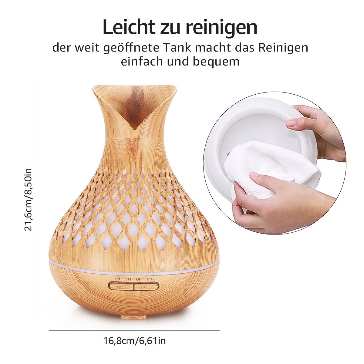7Magic Luftbefeuchter Aroma Diffuser Luftbefeuchter Raumbefeuchter Oil Diffuserm, mit Timer, 0,50 l Wassertank, Ultraschall Aromatherapie Diffusor für Büro,Yoga,Spa,Schlafzimmer