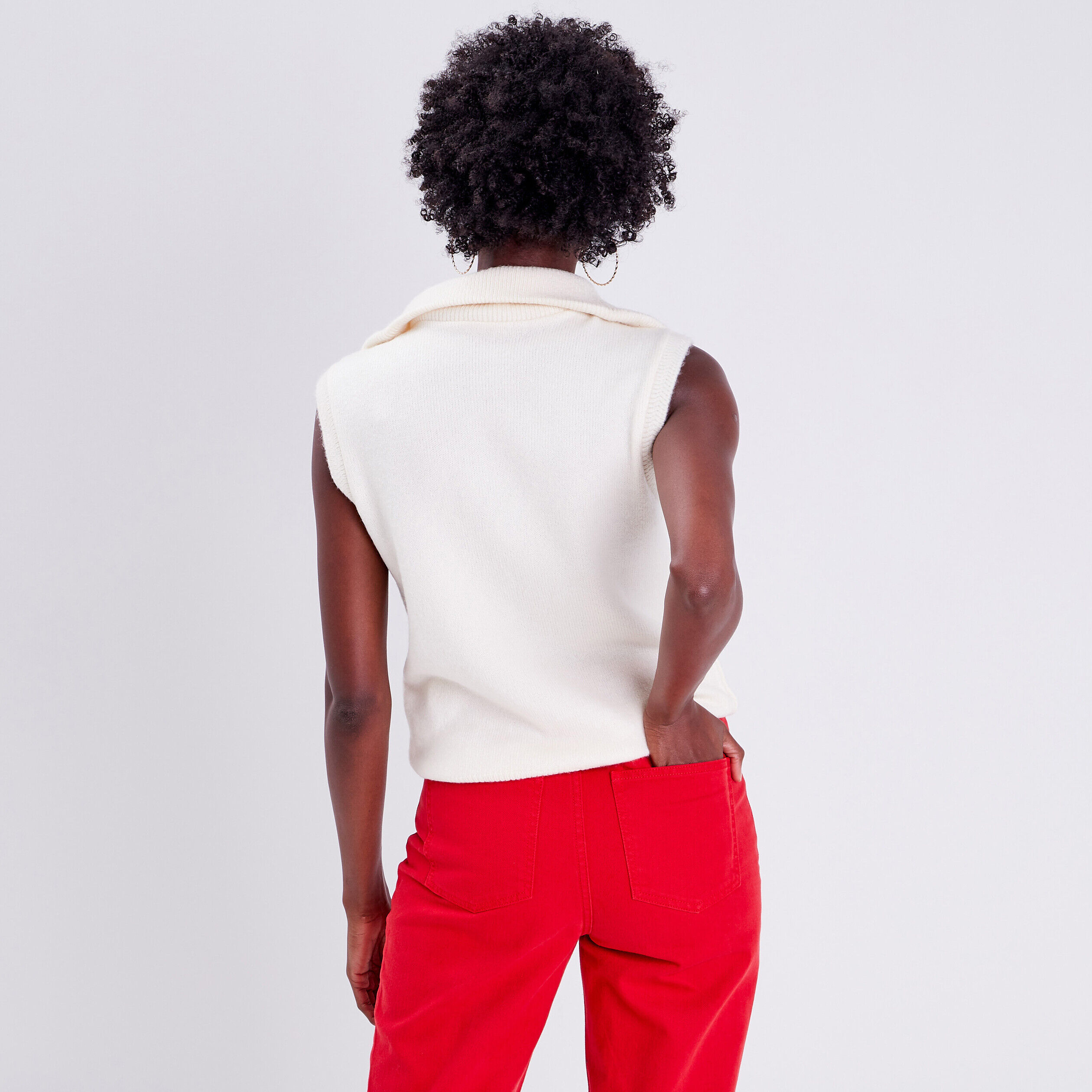 Pull débardeur avec col zippé ecru femme | Cache Cache