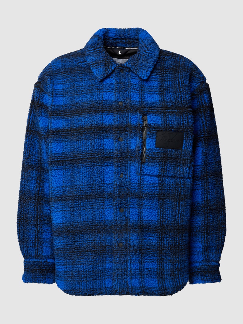 Hemdjacke mit Tartan-Karo in royalblau