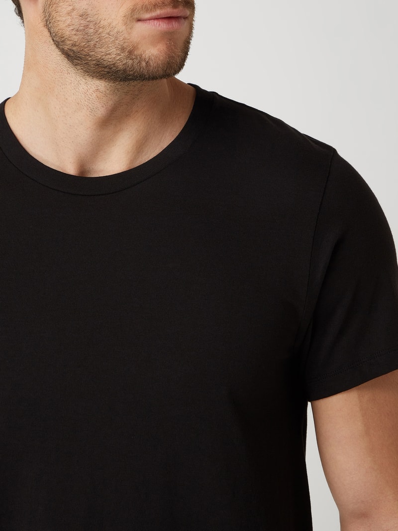 T-Shirt mit Stretch-Anteil im 3er-Pack in schwarz