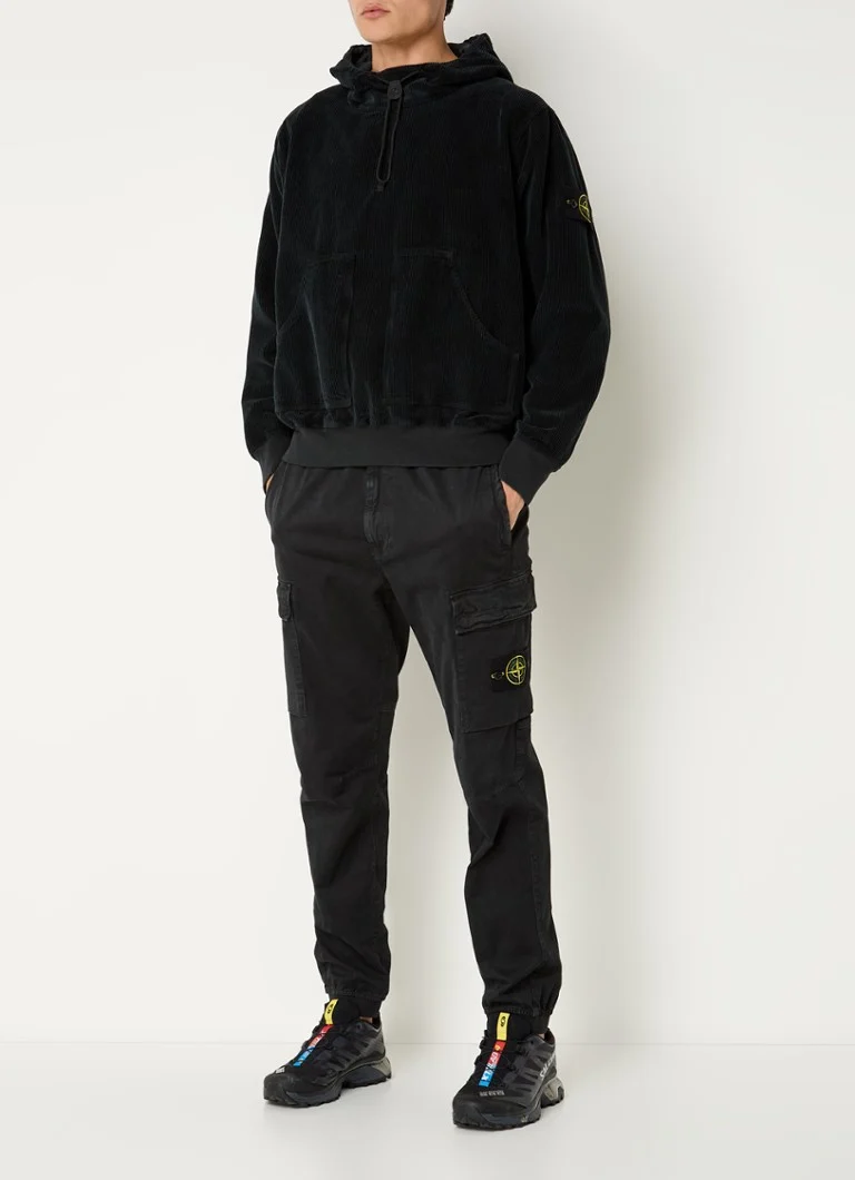 Stone Island E5FC3 Corduroy Hoodie with Logo