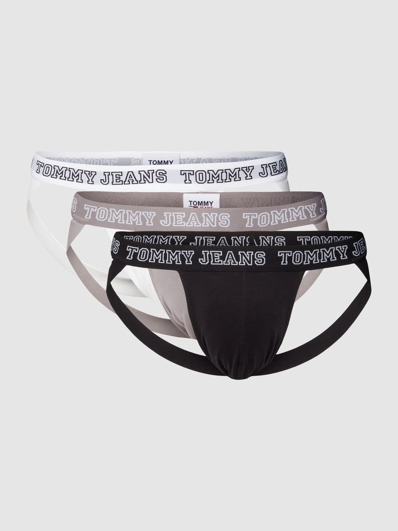 Jockstrap mit elastischem Logo-Bund im 3er-Pack in schwarz