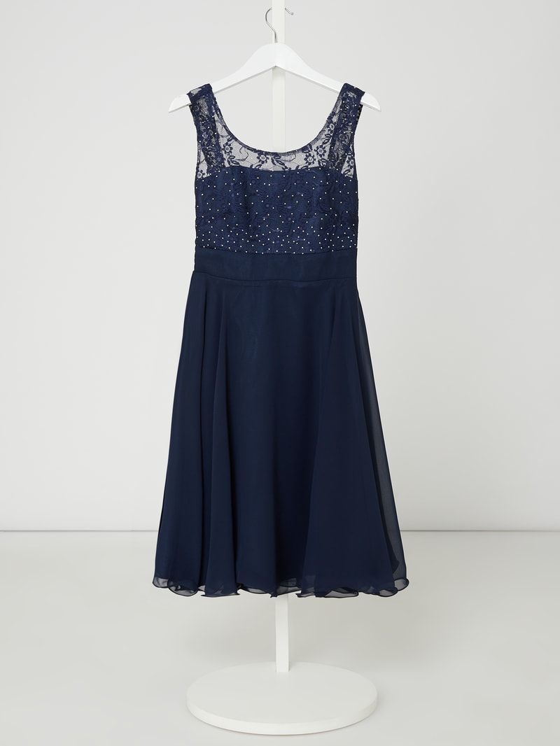 Kleid mit Ziersteinbesatz in marineblau