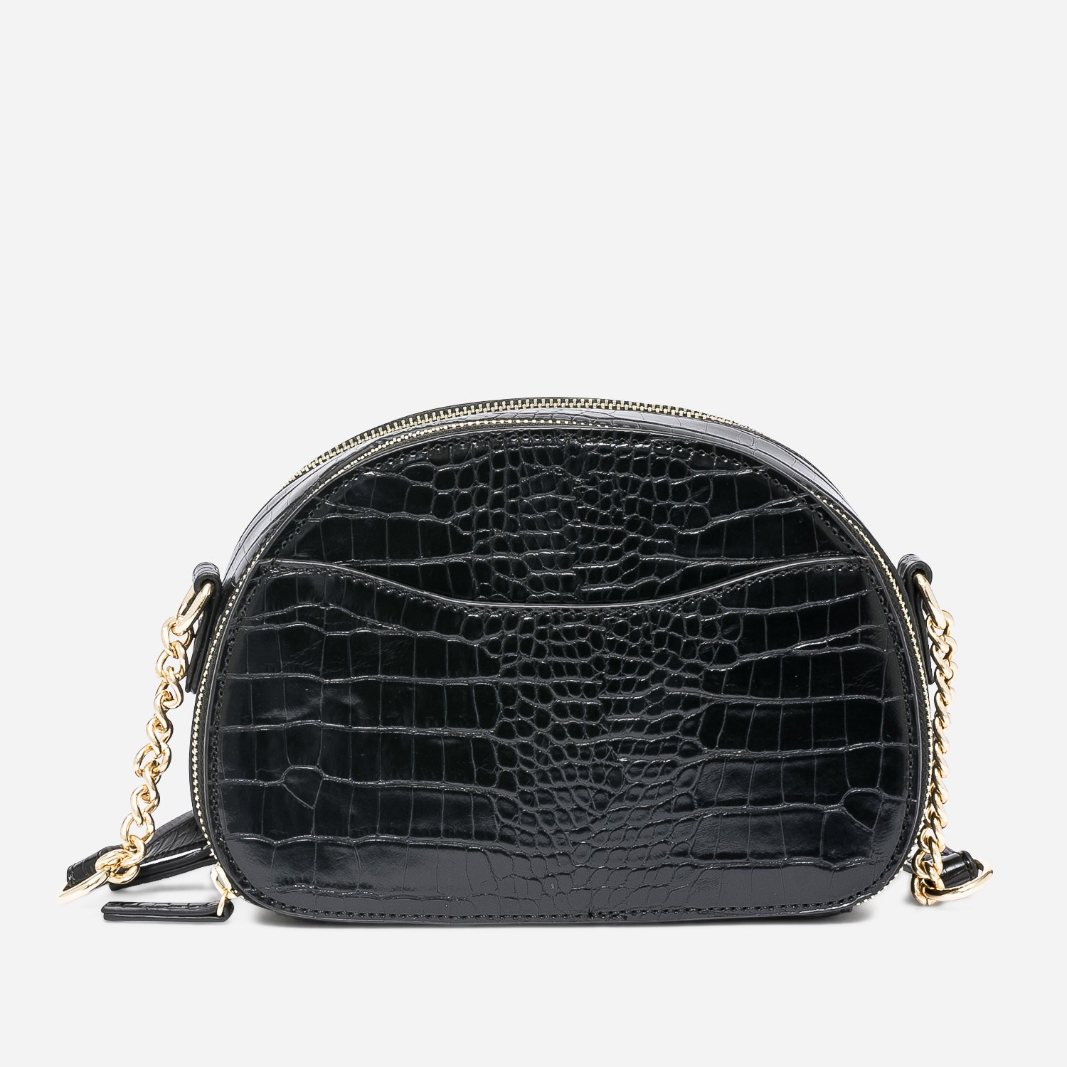 Sac bandoulière noir effet croco