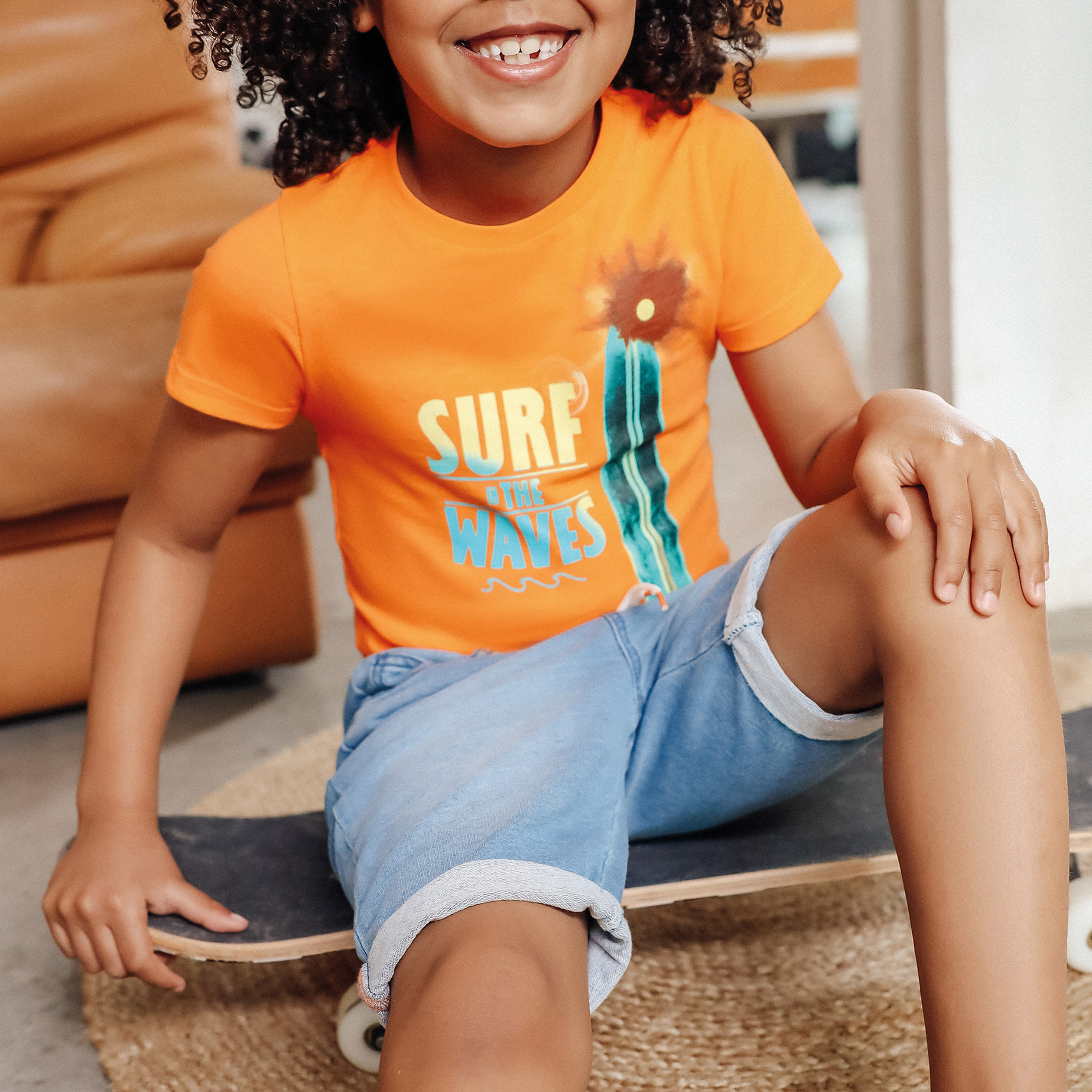 T-shirt manches courtes Creeks orange garçon | La Halle