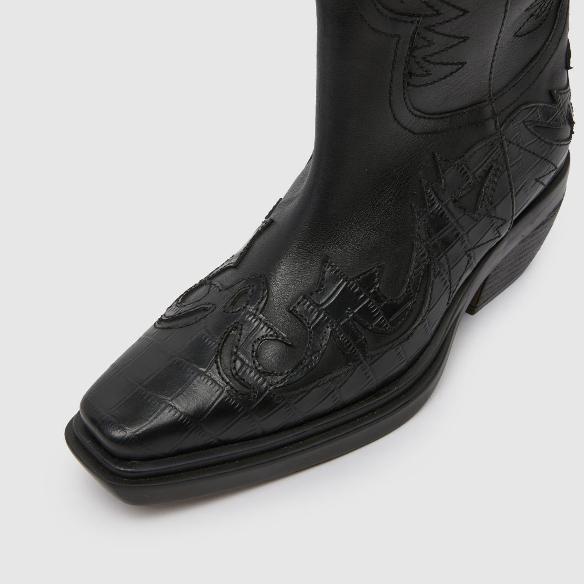Schuh Dora bőr western térdig érő csizma fekete színben