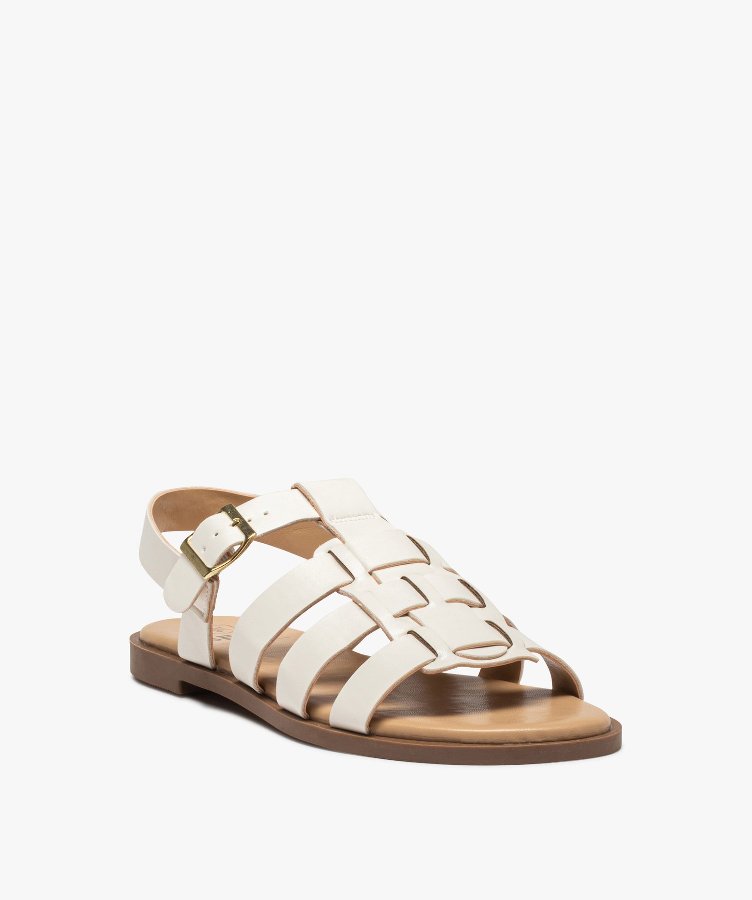 Sandales femme unies à talon plat et brides larges blanc | GEMO