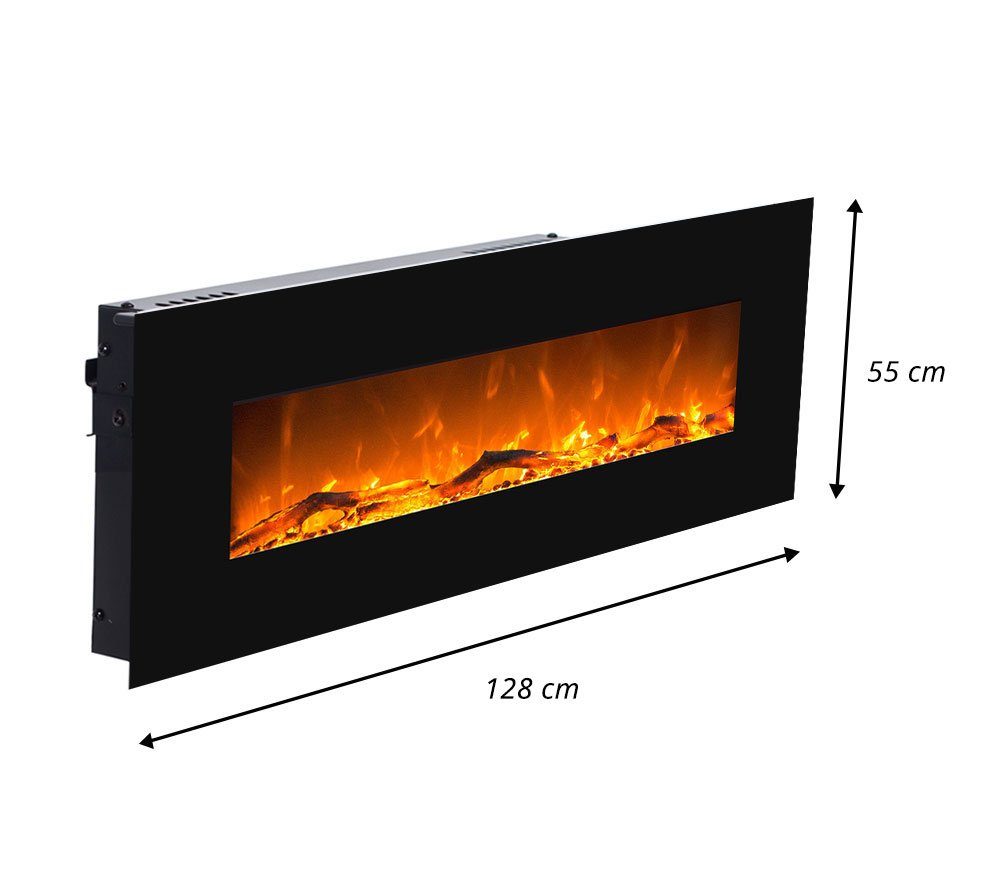 GLOW FIRE Elektrokamin Mars Wandkamin elektrisch mit Heizung, Elektrischer Kamin mit Fernbedienung, Timer, 3 Dekorationen, LED Feuer