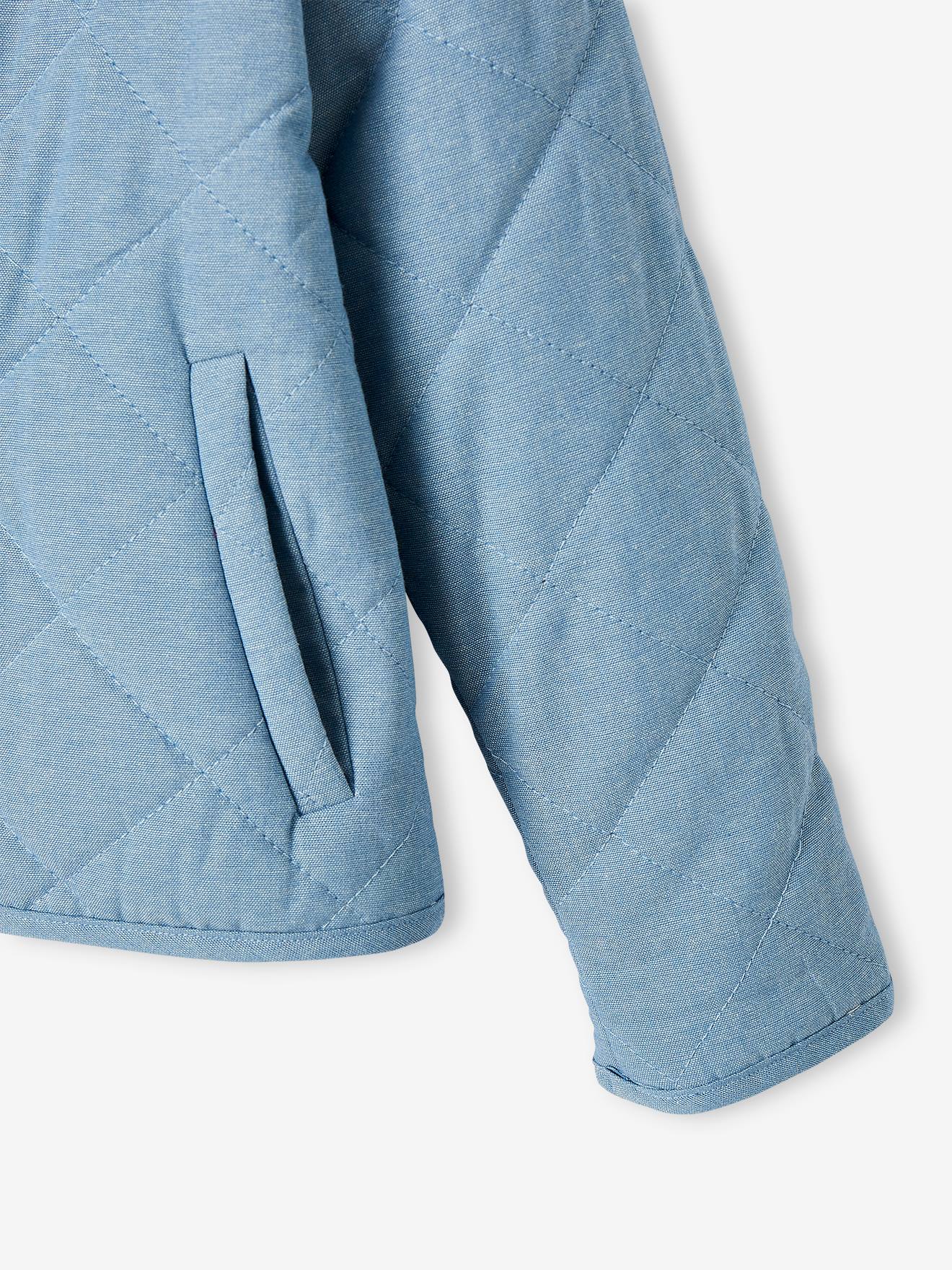 Veste matelassée en chambray fille doublure fleurie double stone