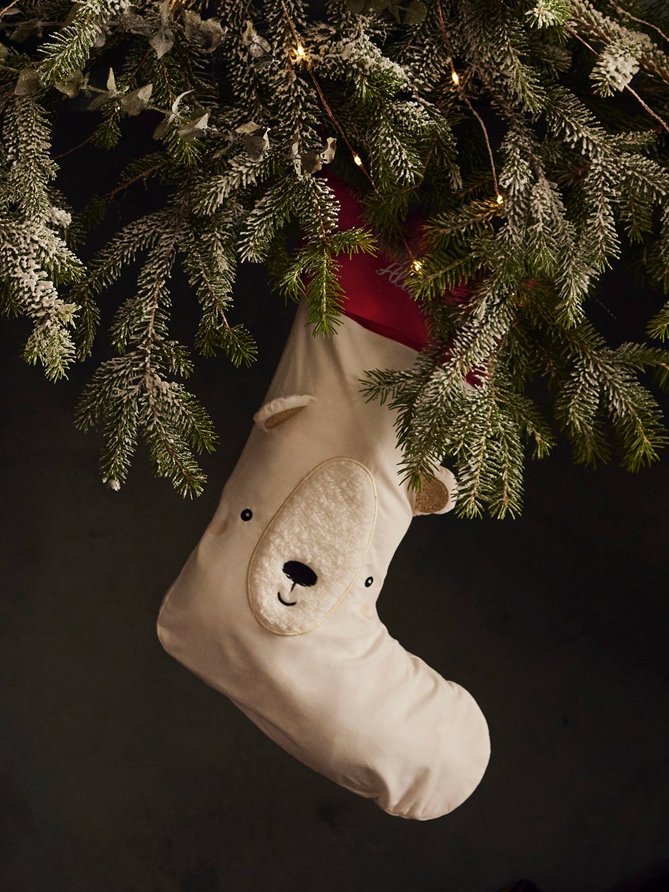 Chaussette de Noël personnalisable Ours blanc