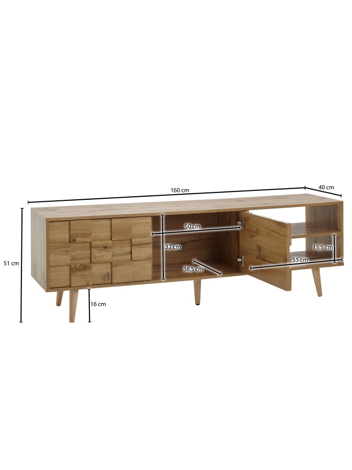 KADIMA DESIGN Eichen-Dekor Lowboard, TV-Unterschrank, Aufbewahrung, bis 70-Zoll TV günstig kaufen onesize