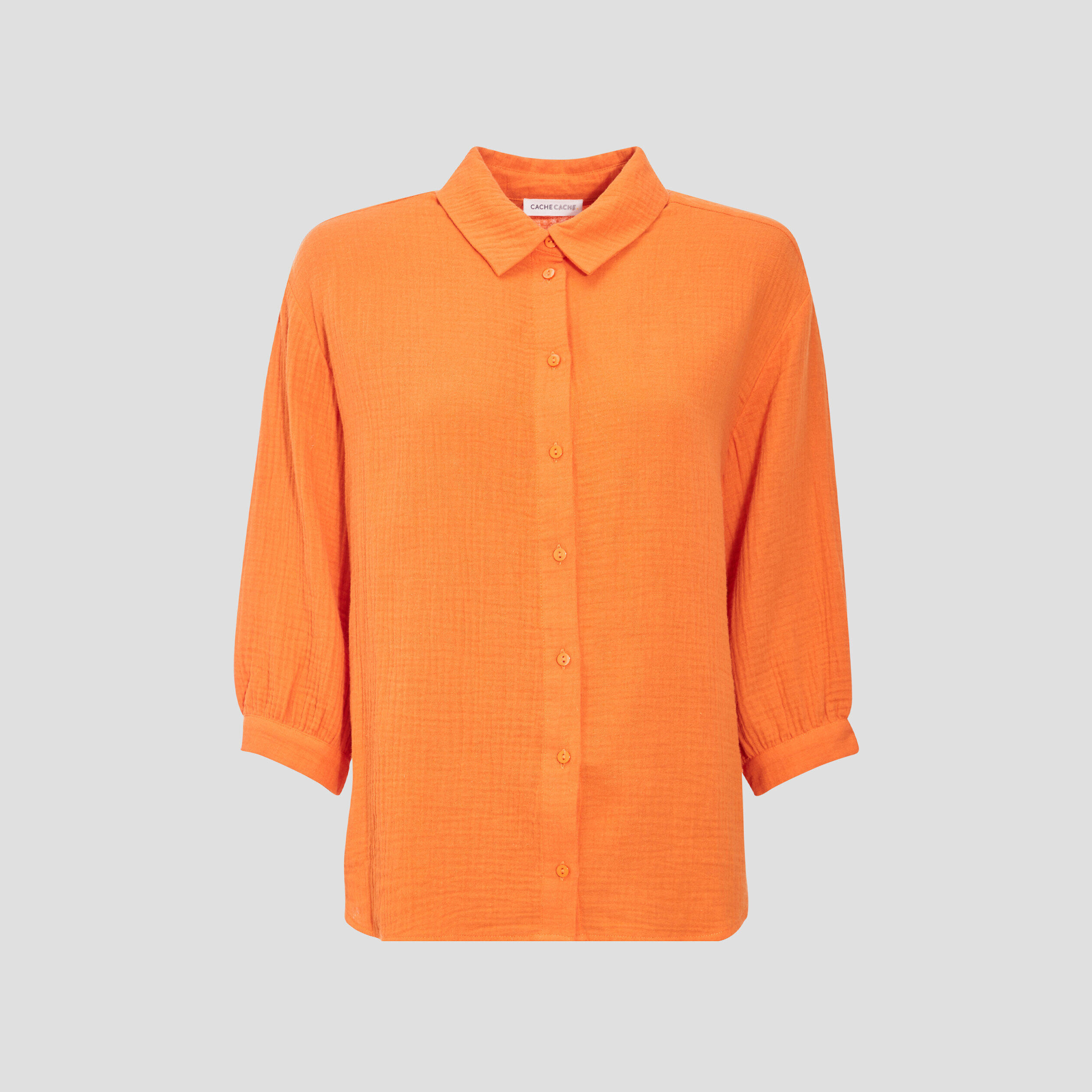 Chemise à manches 3/4 orange femme | Cache Cache
