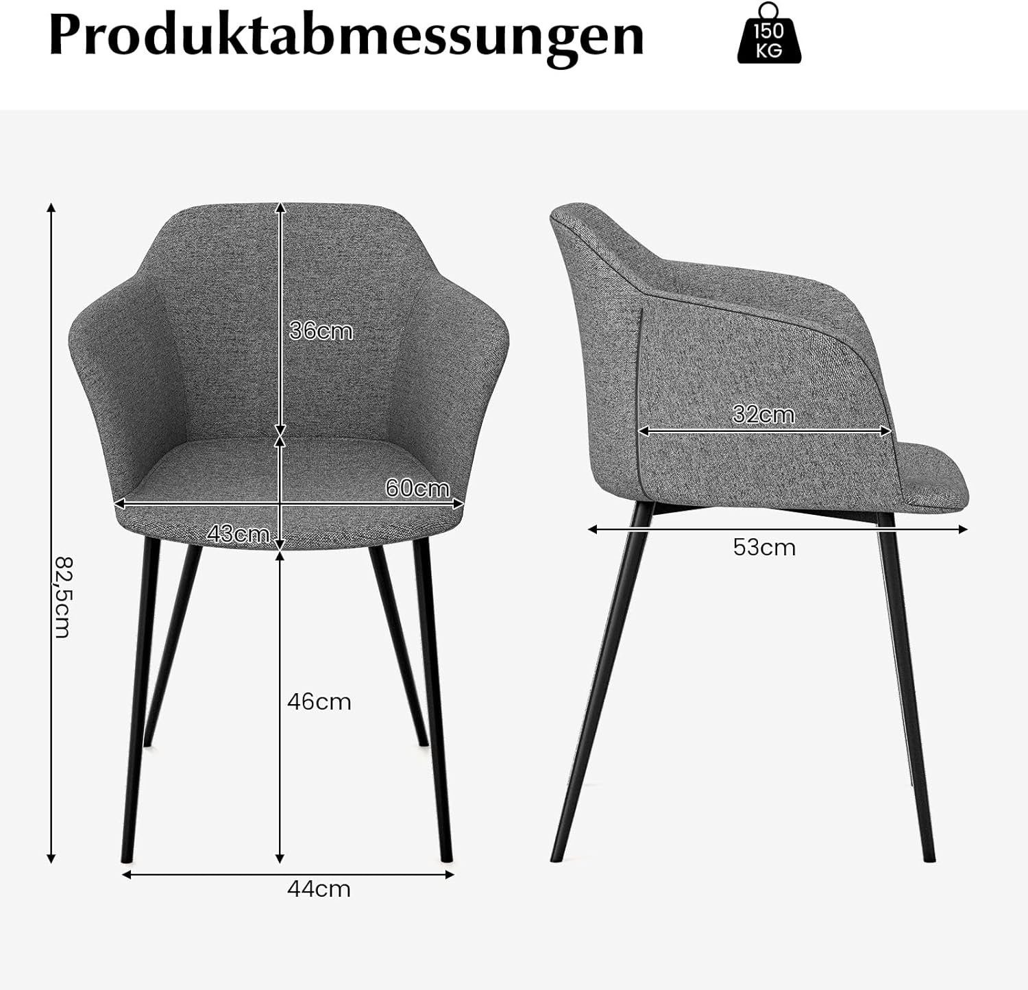 KOMFOTTEU Polsterstuhl Esszimmerstühle (2er Set), bis 150kg belastbar