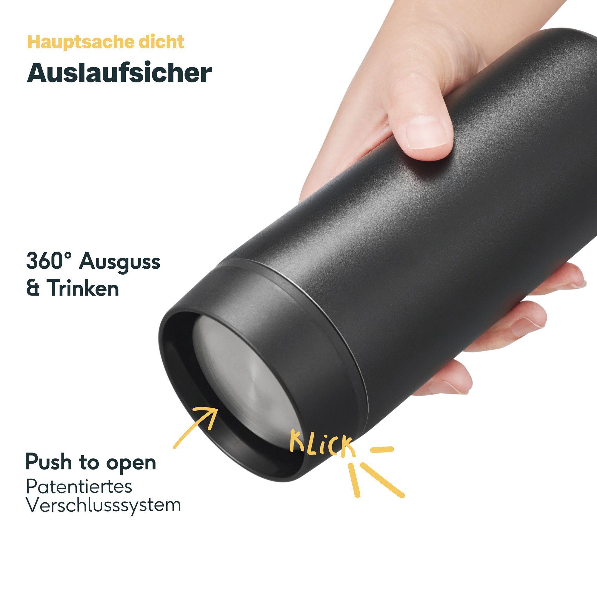 SILBERTHAL Thermobecher Kaffee to go 350 ml, Edelstahl, 6h heiß & 12h kühl, feine Keramik im Innern