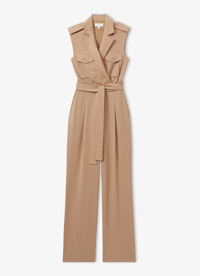 Reiss Luisa straight fit double-breasted jumpsuit with chest pockets