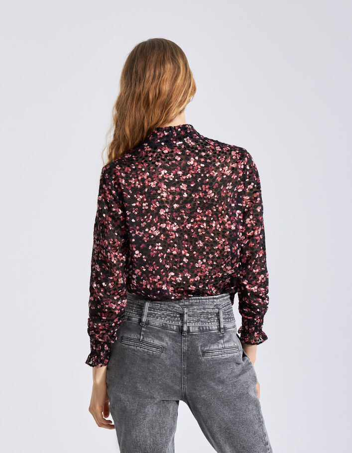 Blouse noire imprimé pink velvet dévoré Femme