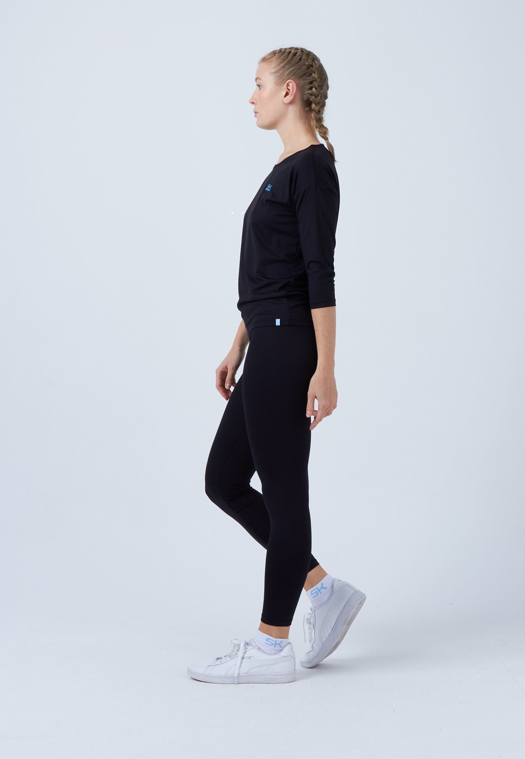SPORTKIND Funktionsshirt Tennis 3/4 Loose Fit Shirt Mädchen & Damen schwarz