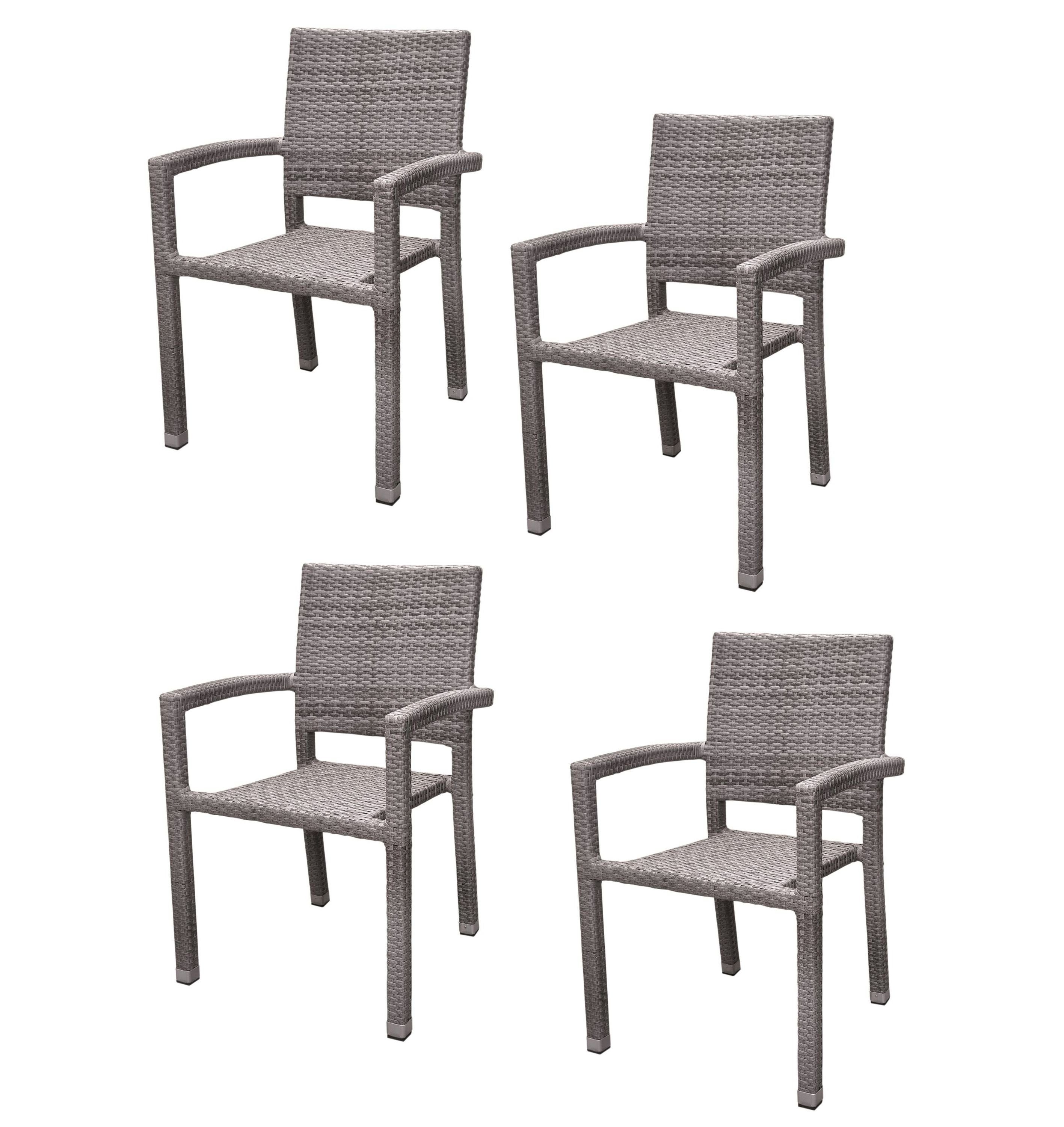 Konway Stapelstuhl PORTO (4 St), 4x KONWAY® PORTO Stapelsessel Granit Premium Polyrattan Sessel