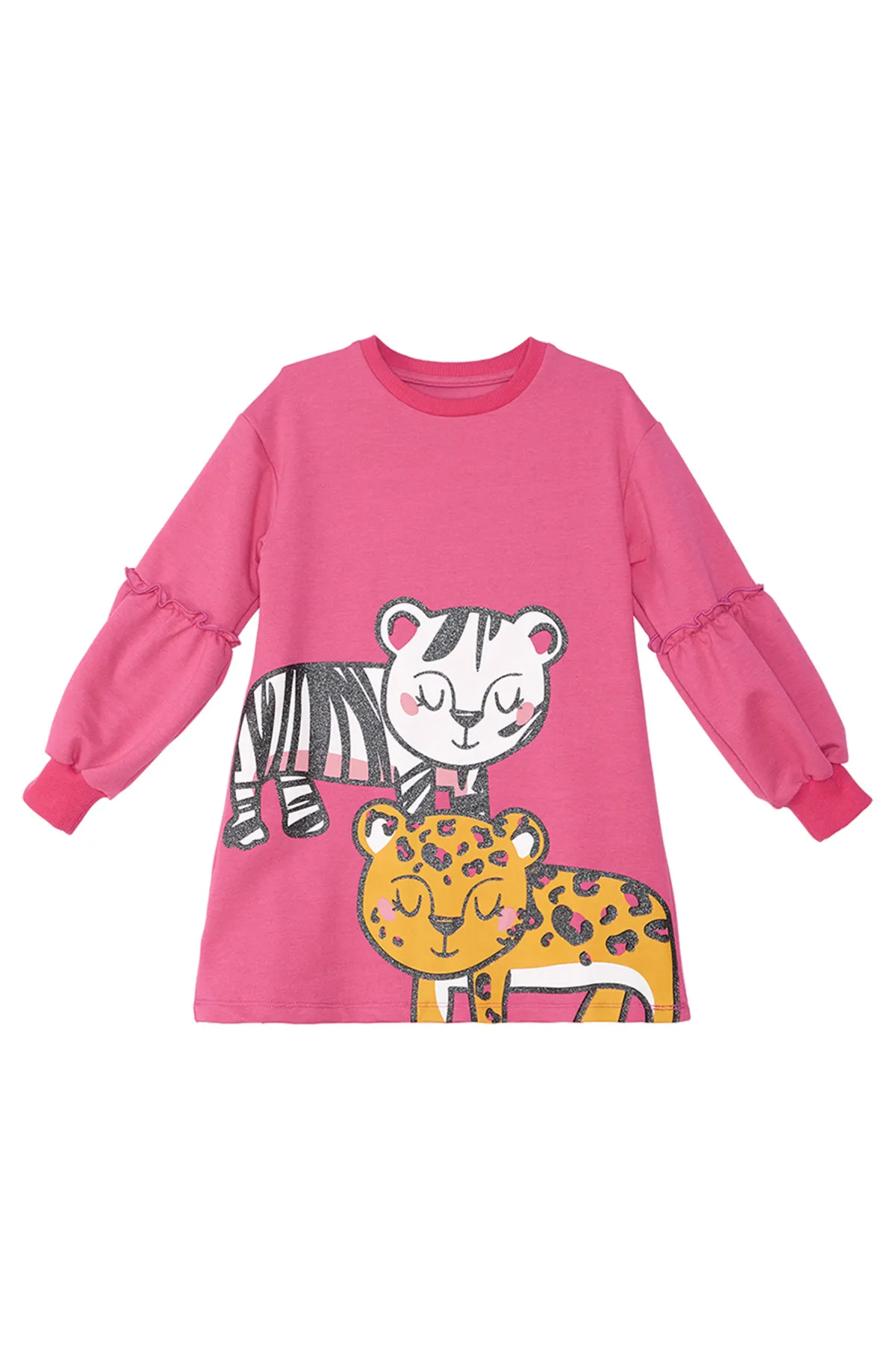 MSHB&G  Rosa Kleid für Mädchen mit Leopardenmuster und Zebramuster