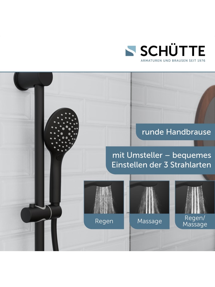 Schütte Duschset RAVEN in Schwarz matt mit 3 Strahlarten - (L) 7 x (B) 13 x (H) 70 cm günstig kaufen onesize