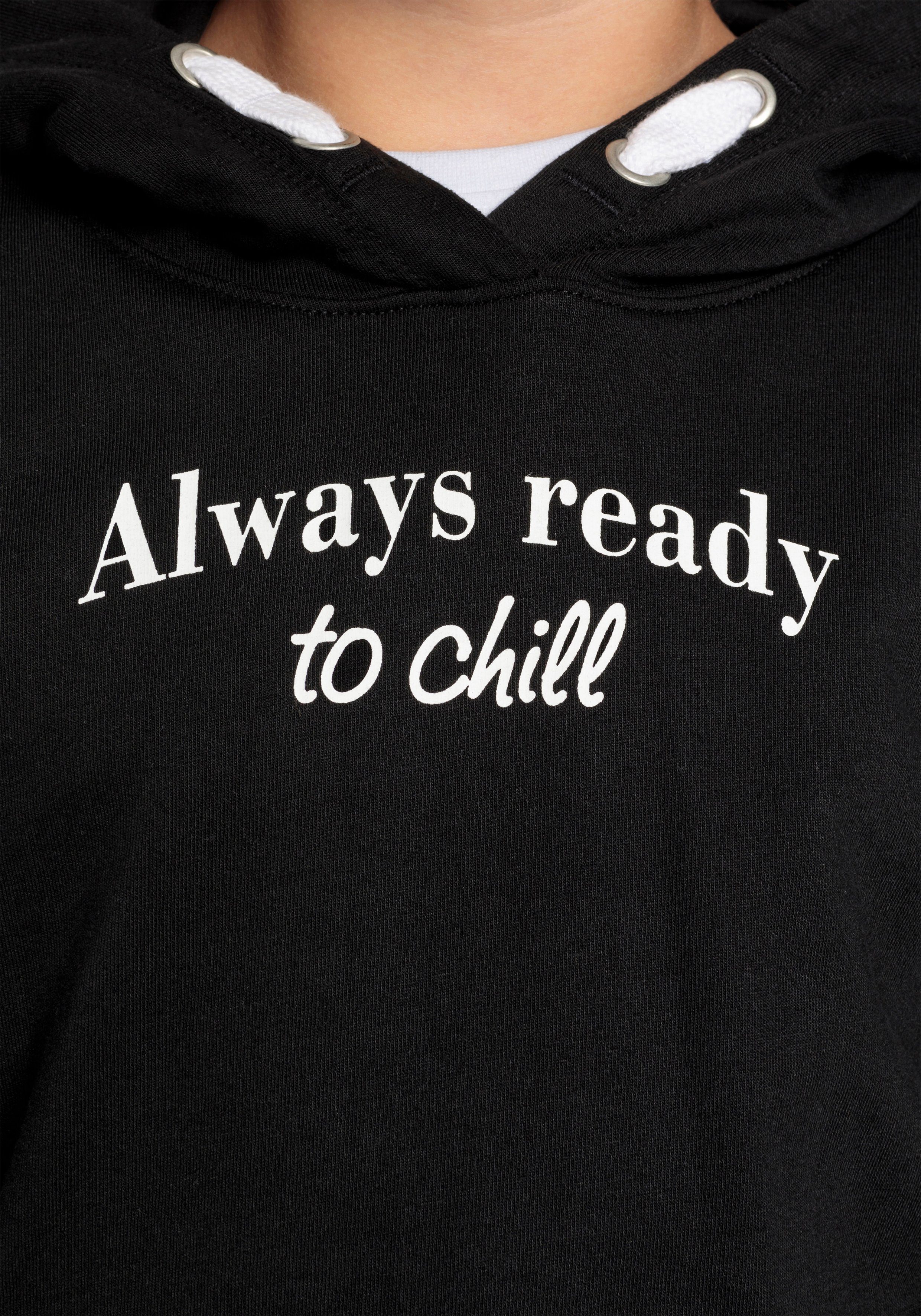 KIDSWORLD Kapuzensweatshirt ALLWAYS READDY TO CHILL, Sprüche Sweat in kurzer Form