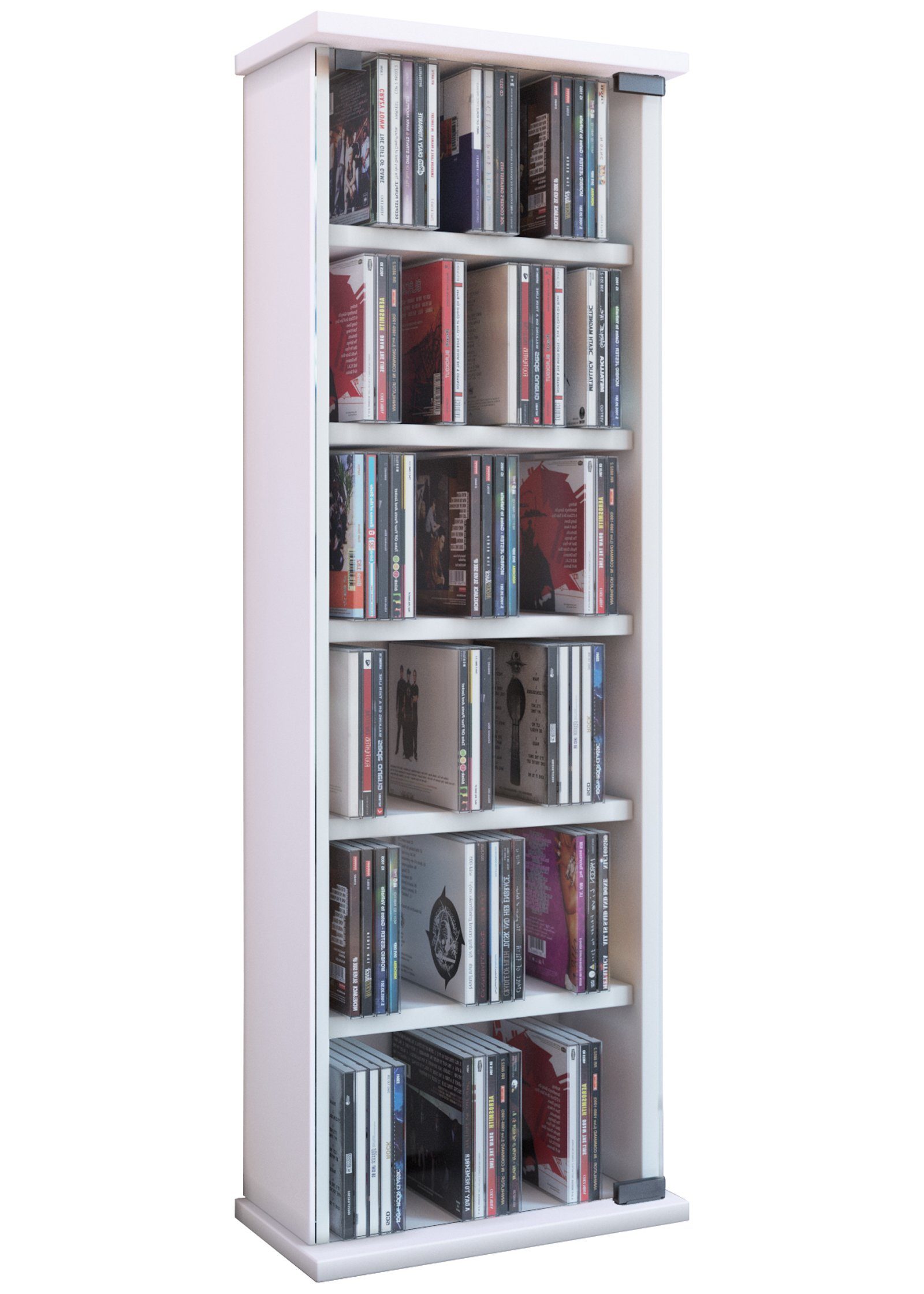 VCM CD-Regal Holz CD DVD Stand Regal Schrank Vetro Glastür, 1-tlg.