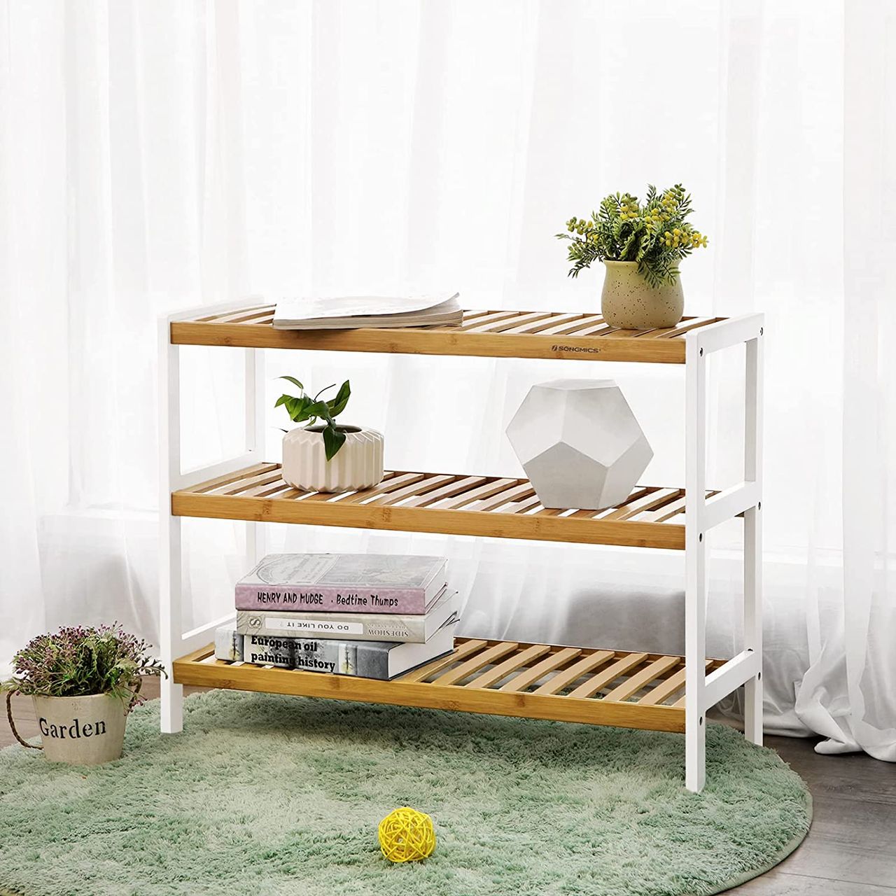 Songmics Schuhregal Bambus 3 Ebenen, 55 x 70 x 25 cm