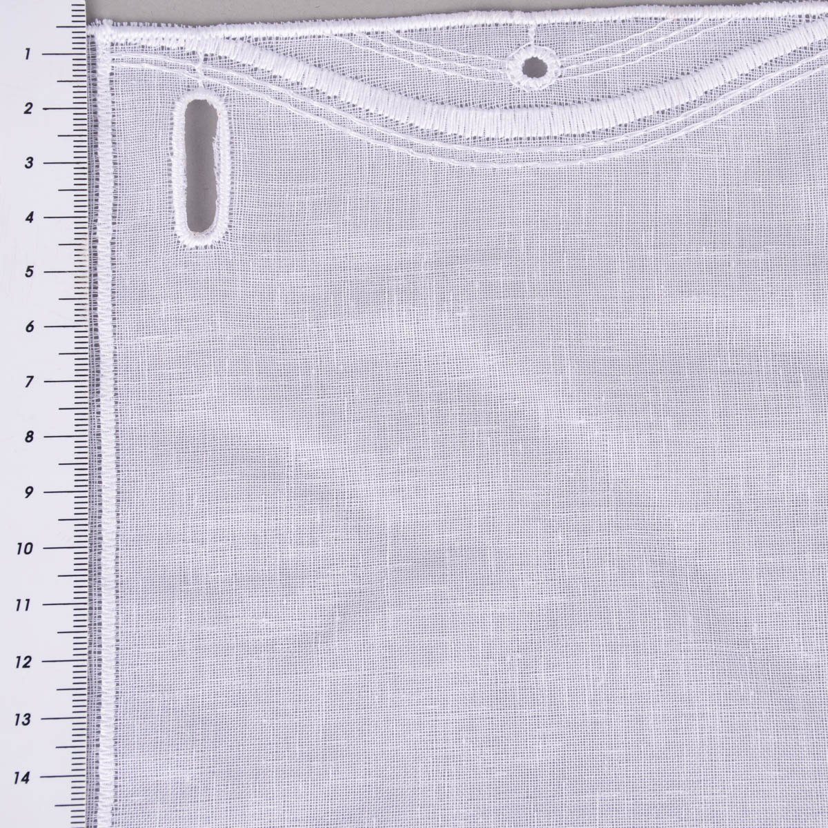 Meterware Scheibengardine nähfrei Stickerei Leinenlook weiß 60cm, SCHÖNER LEBEN., leicht perforiert, Stickerei/Stickstoff, bestickt, pflegeleicht