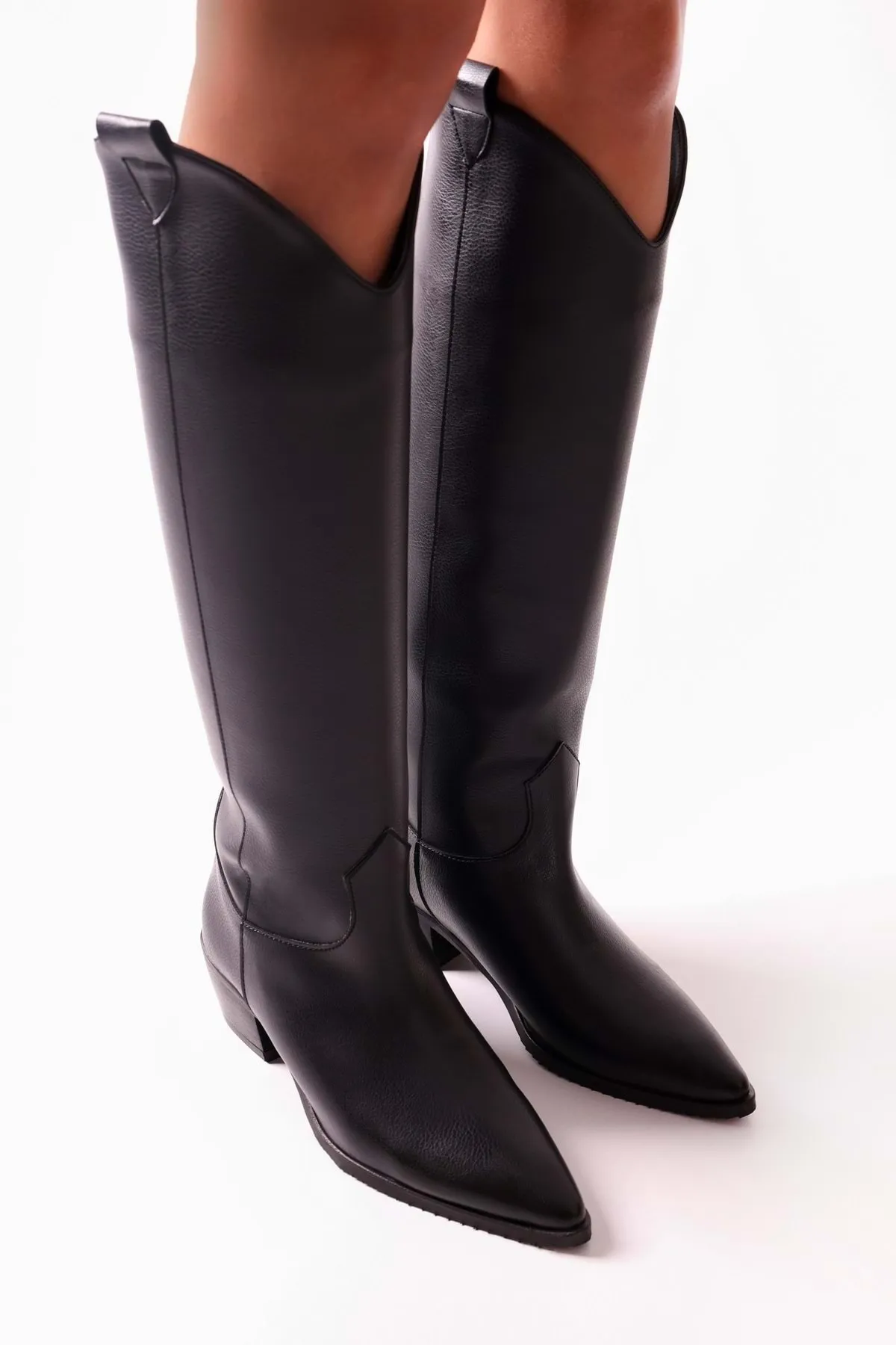 Shoeberry  Damen-Westernreitstiefel Meot Black Skin mit Absatz Black Skin