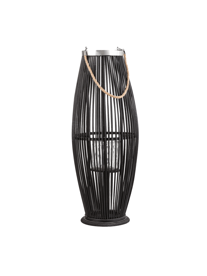 Beliani Windlichtsäulen TAHITI in Schwarz - (W) 27 x (H) 72 x (L) 27 cm günstig kaufen onesize